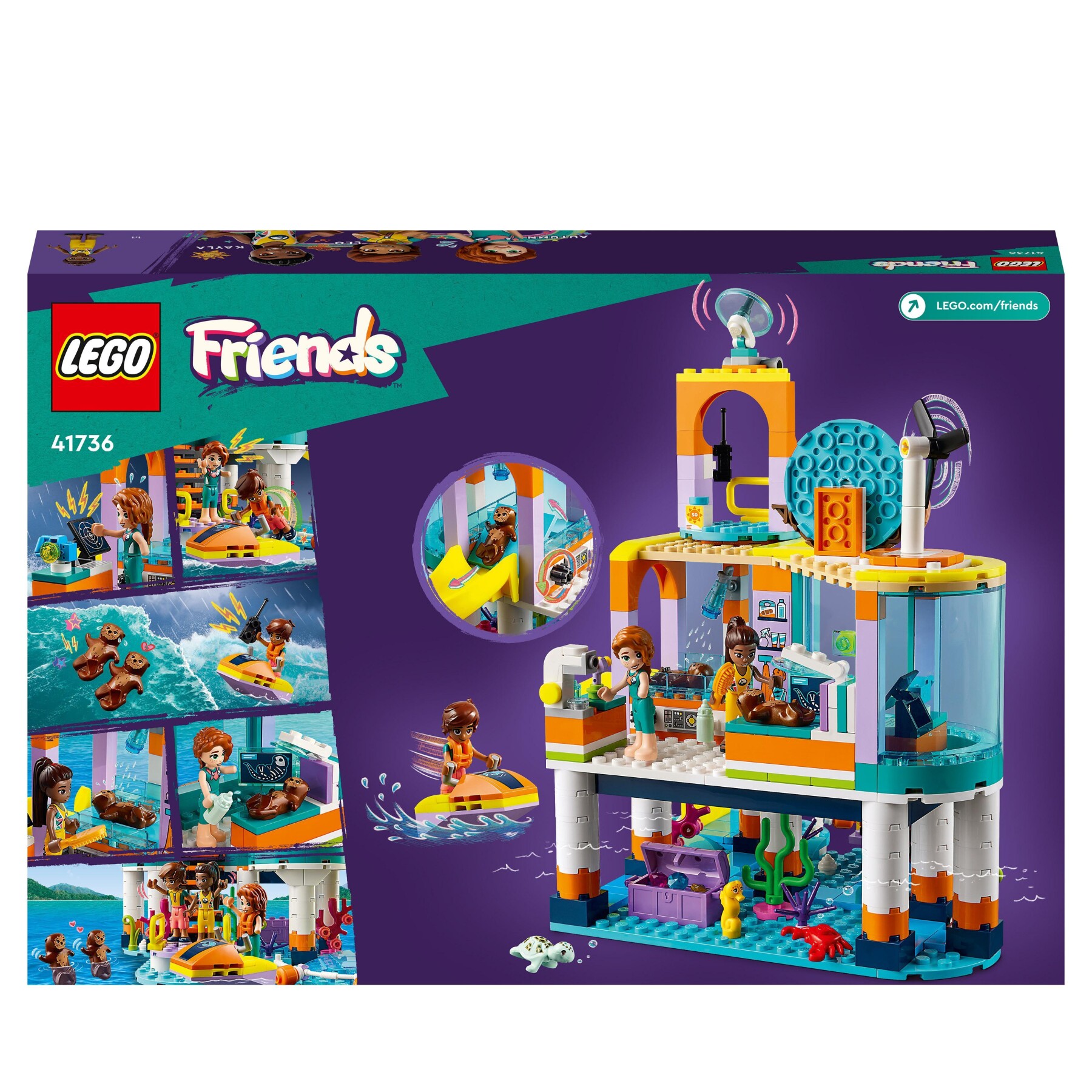 Lego friends 41736 centro di soccorso marino, set veterinario giocattolo per la cura degli animali, giochi per bambini 7+ - LEGO FRIENDS