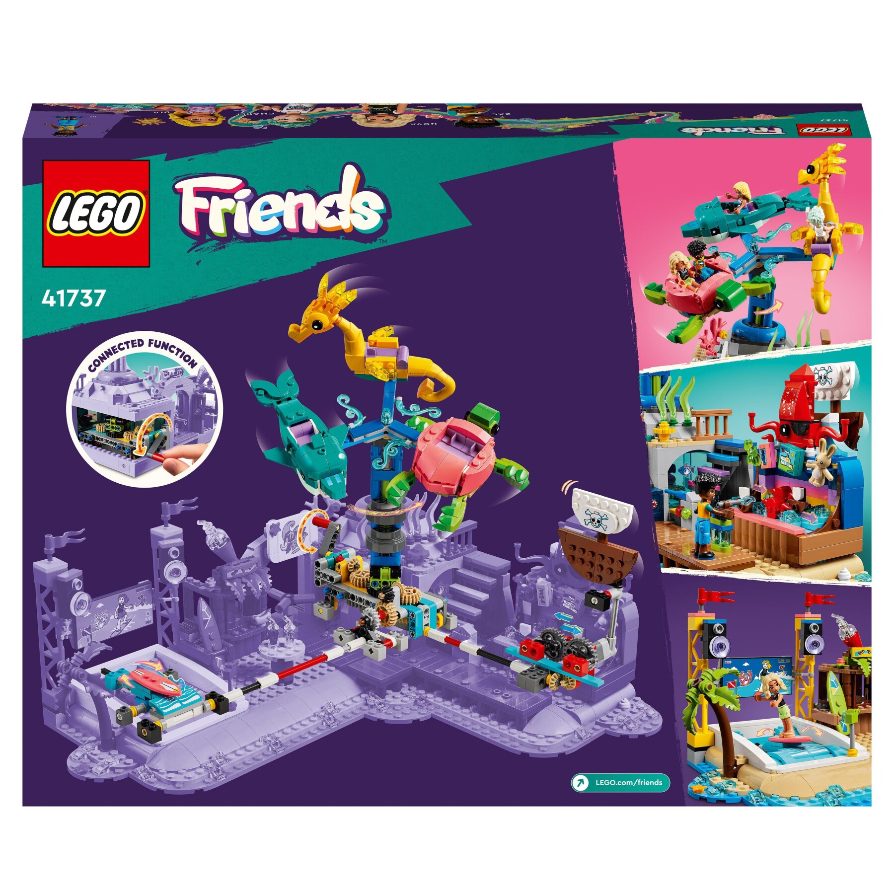 Lego friends 41737 parco dei divertimenti marino, luna park con elementi technic, giostra con animali, giochi per bambini 12+ - LEGO FRIENDS