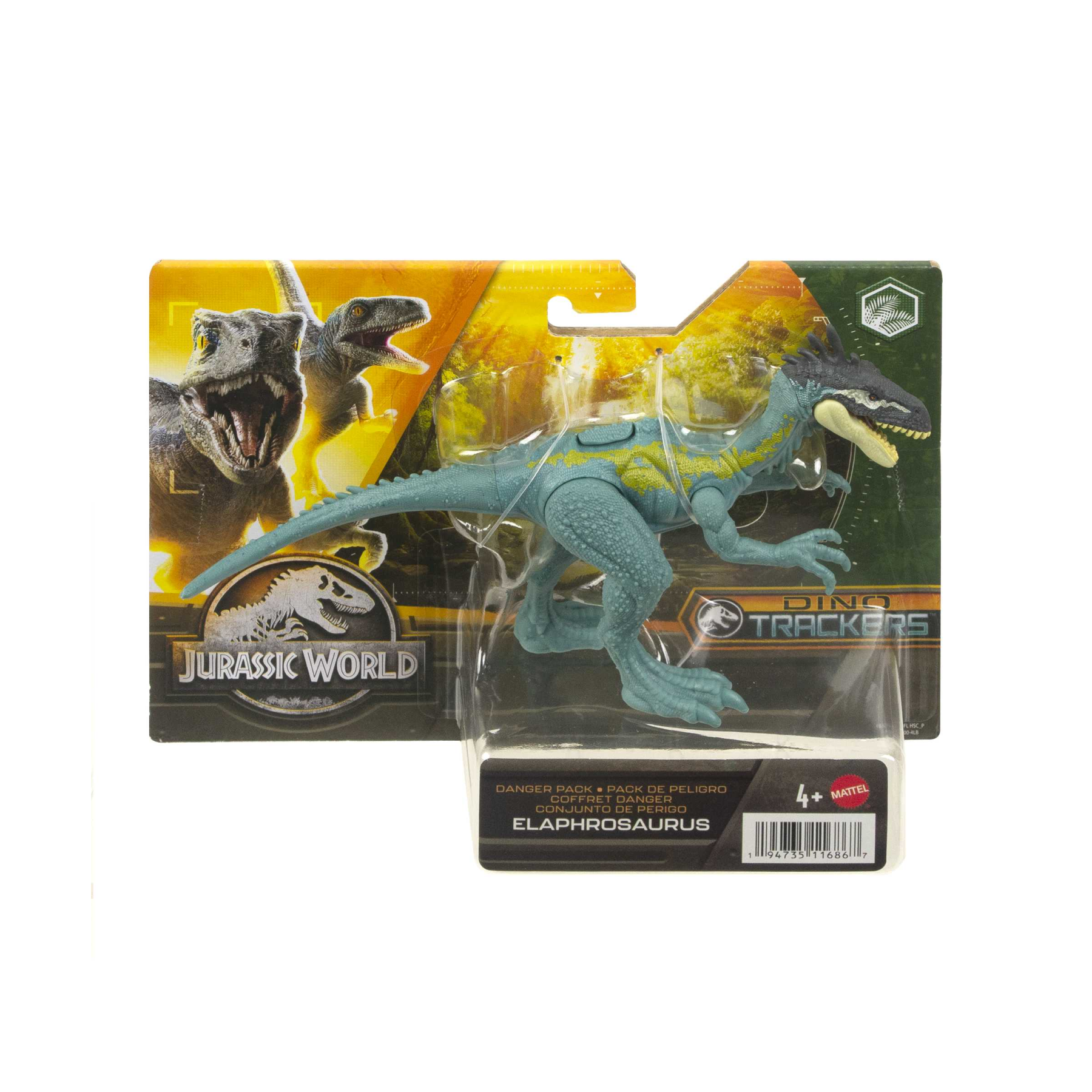 Jurassic world pericolo giurassico - elafrosauro, dinosauro snodato con design autentico, specie di medie dimensioni lungo 18 cm e alto 7+ cm, giocattolo per bambini, 4+ anni, hln59 - Jurassic World