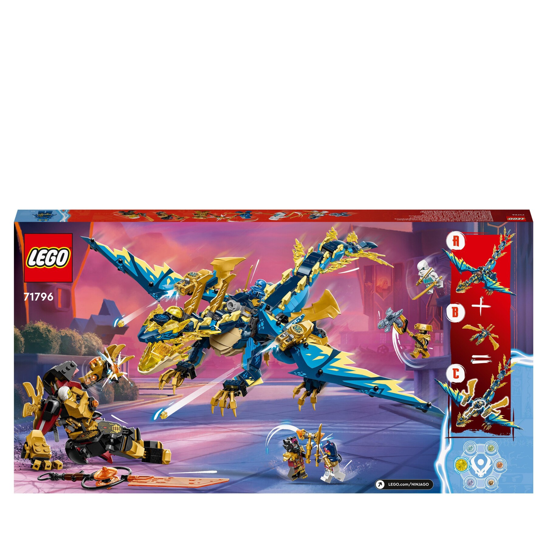 Lego ninjago 71796 dragone elementare vs. mech dell’imperatrice, set con drago giocattolo, action figure, flyer e 6 minifigure - LEGO NINJAGO