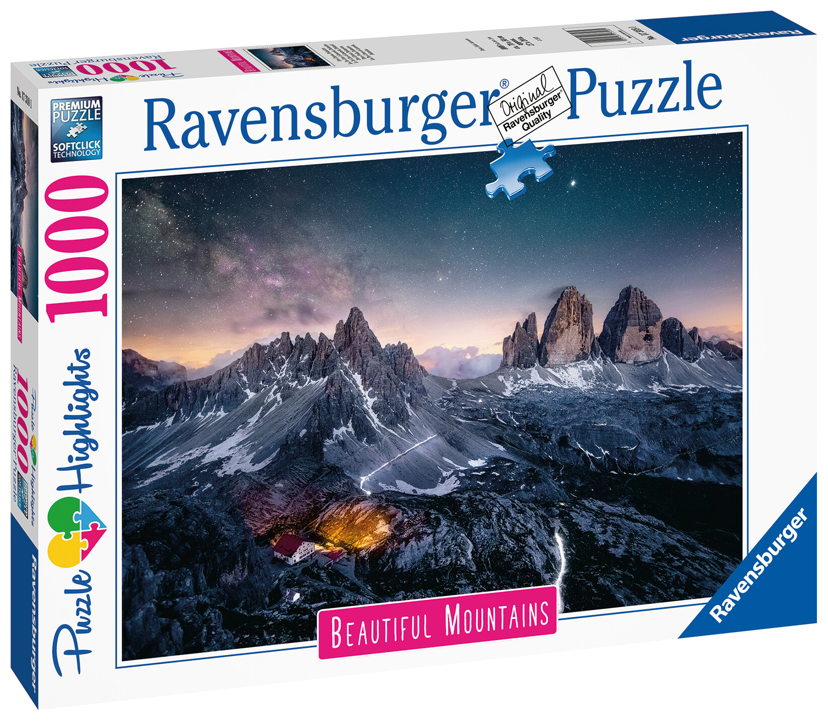 Ravensburger - puzzle le tre cime di lavaredo, collezione beautiful mountains, 1000 pezzi, puzzle adulti - RAVENSBURGER