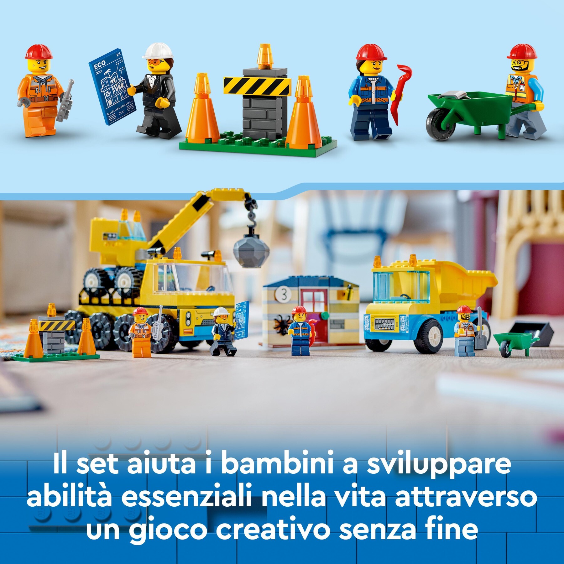Lego city 60391 camion da cantiere e gru con palla da demolizione, set con veicoli giocattolo, giochi educativi per bambini 4+ - LEGO CITY