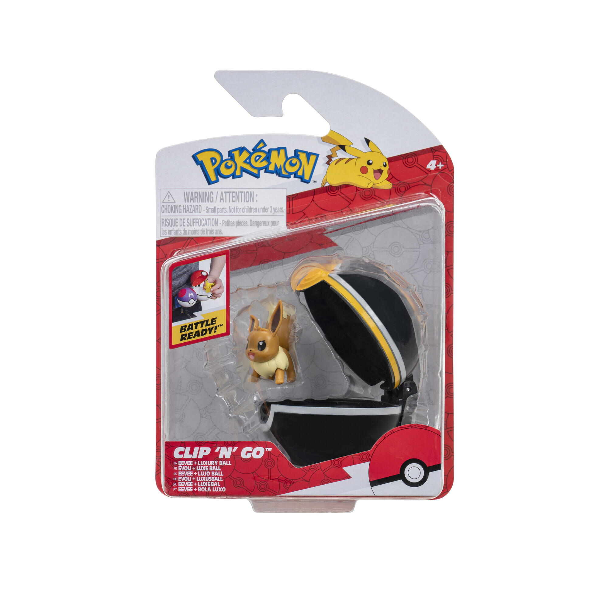 Palla pokemon clip 'n' go eevee #3 & luxury ball con personaggio incluso - POKEMON