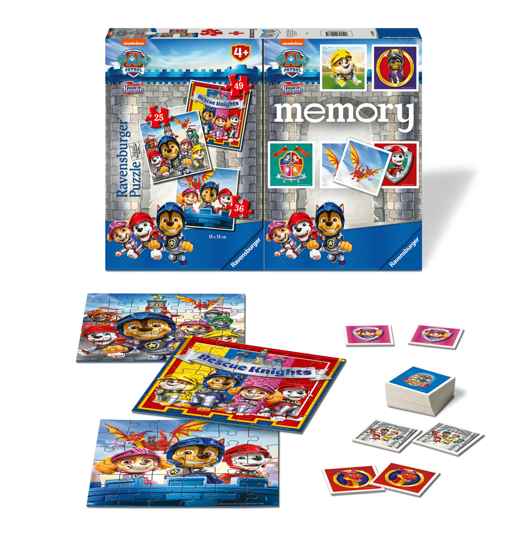 Ravensburger - multipack paw patrol 2, memory® 48 carte + 3 puzzle bambino da 25/36/49 pezzi, 4+ anni bambino da 25/36/49 pezzi, 4+ anni - RAVENSBURGER