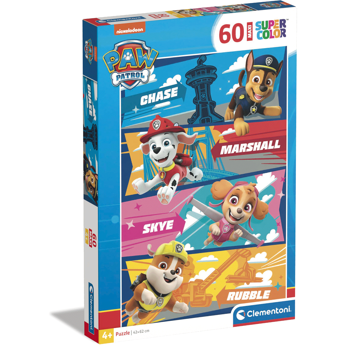 Clementoni supercolor puzzle paw patrol - 60 maxi pezzi, puzzle bambini 4 anni - CLEMENTONI