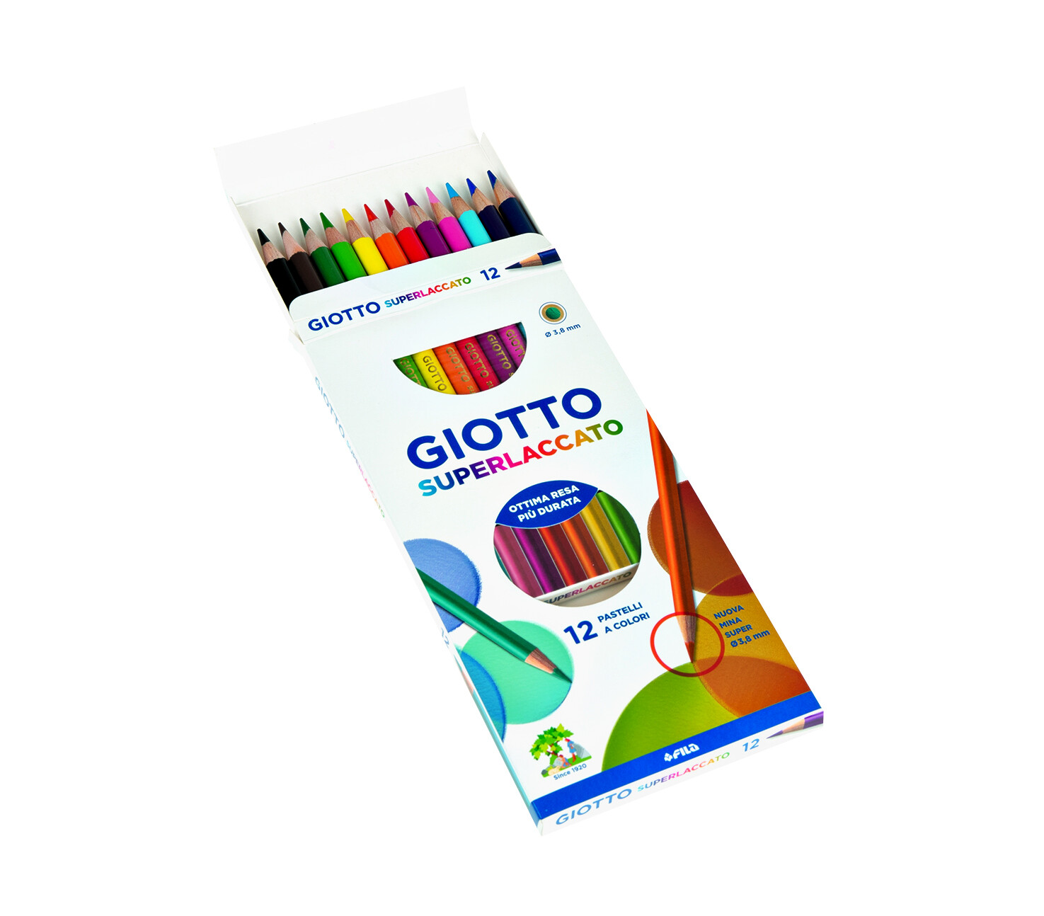 Giotto superlaccato - confezione 12 pastelli colorati - GIOTTO