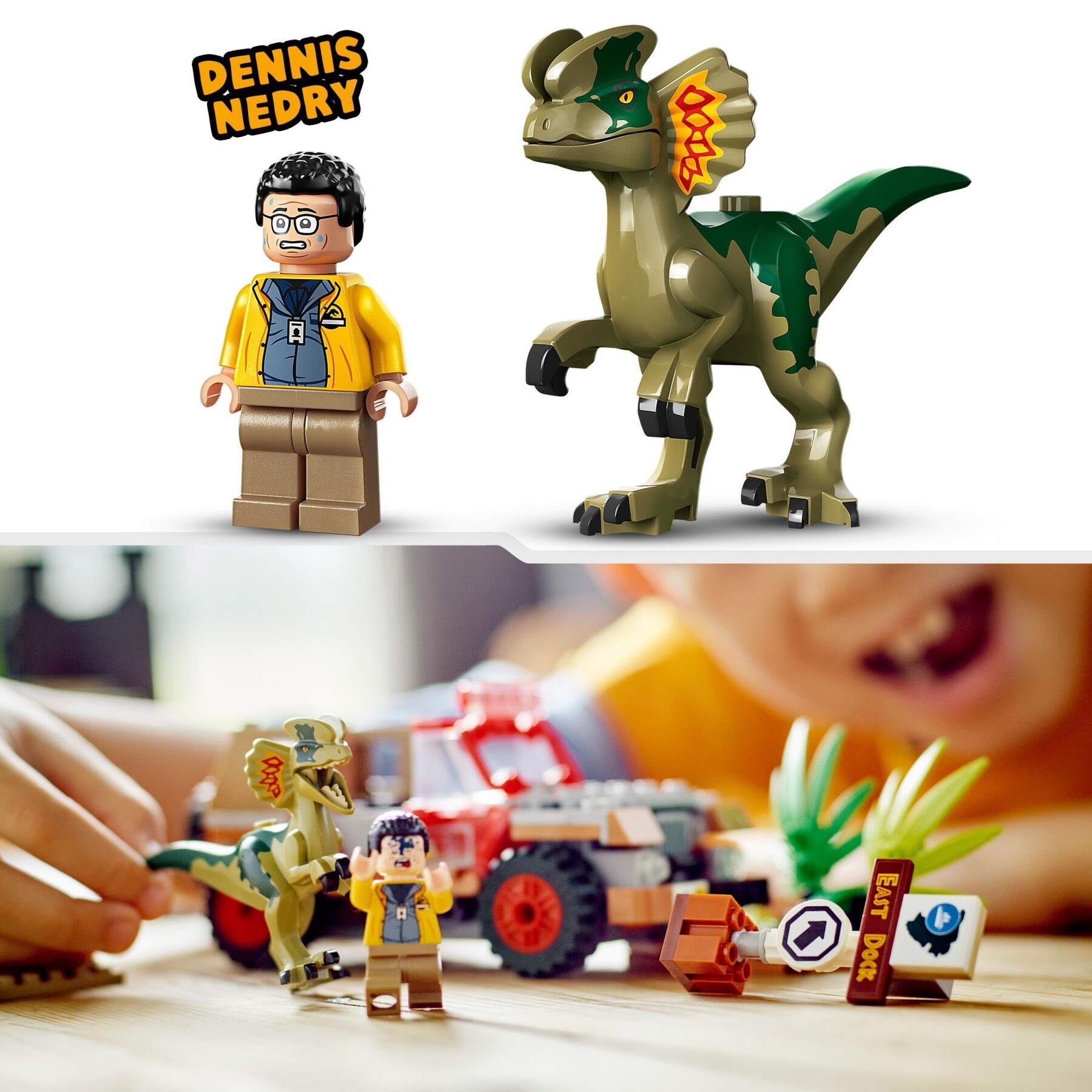 Lego jurassic park 76958 l’agguato del dilofosauro, dinosauro giocattolo per bambini 6+ con jeep, collezione 30° anniversario - Jurassic World, LEGO JURASSIC PARK/W