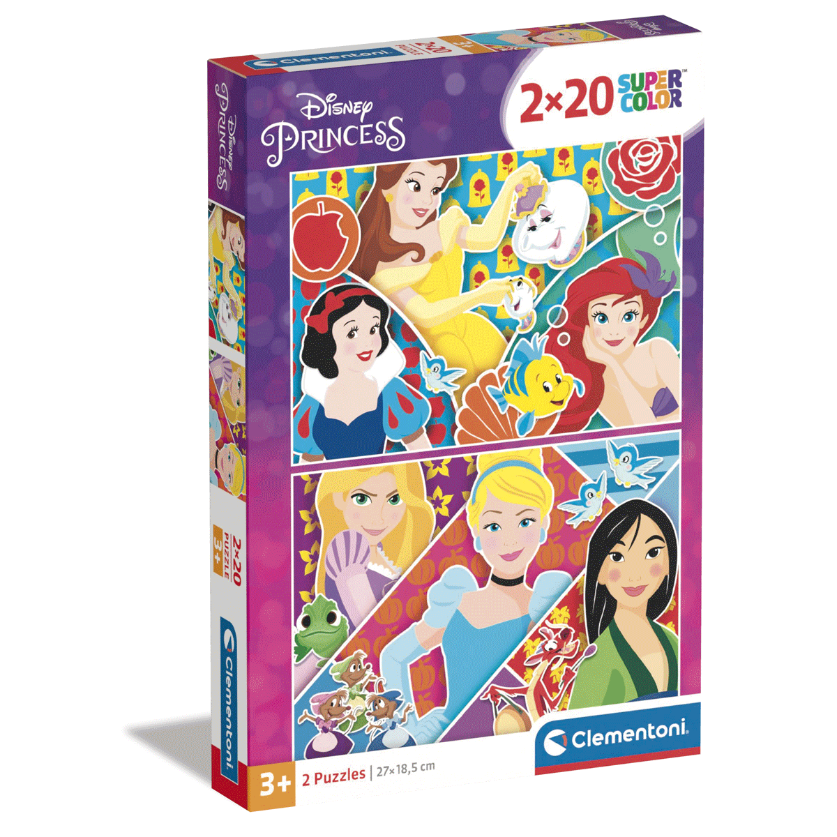 Clementoni supercolor puzzle disney princess - 2x20 pezzi, puzzle bambini 3 anni - CLEMENTONI, DISNEY PRINCESS