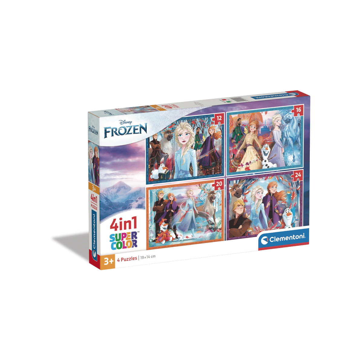 Clementoni supercolor puzzle 4in1 disney frozen - 1x12 + 1x16 + 1x20 + 1x24 pezzi, puzzle bambini 3 anni - CLEMENTONI, DISNEY PRINCESS