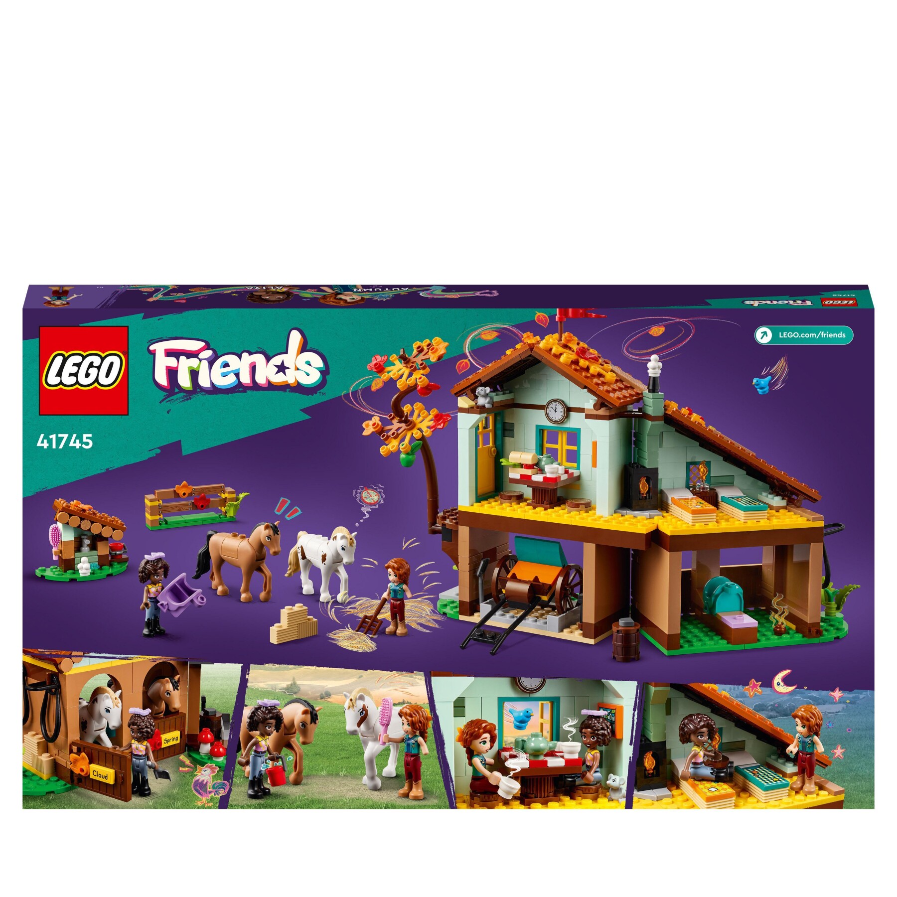 Lego friends 41745 la scuderia di autumn, 2 cavalli giocattolo, carrozza e accessori, fattoria con animali, regalo per bambini - LEGO FRIENDS