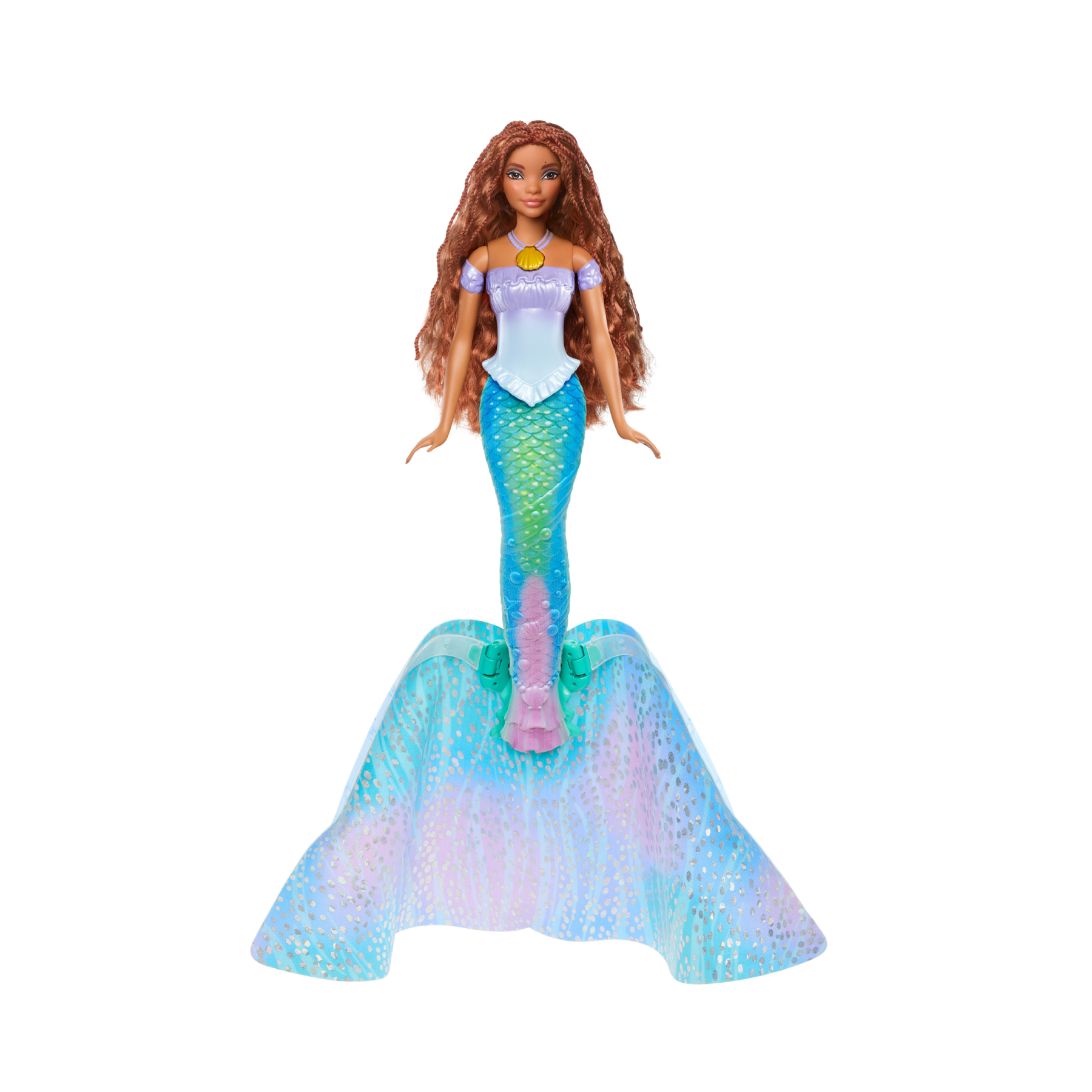 Disney la sirenetta - ariel bambola trasformabile, cambia da umana a sirena, premi la collana e l'abito blu diventa una coda da sirena multicolore, giocattolo per bambini, 3+ anni, hlx13 - DISNEY PRINCESS