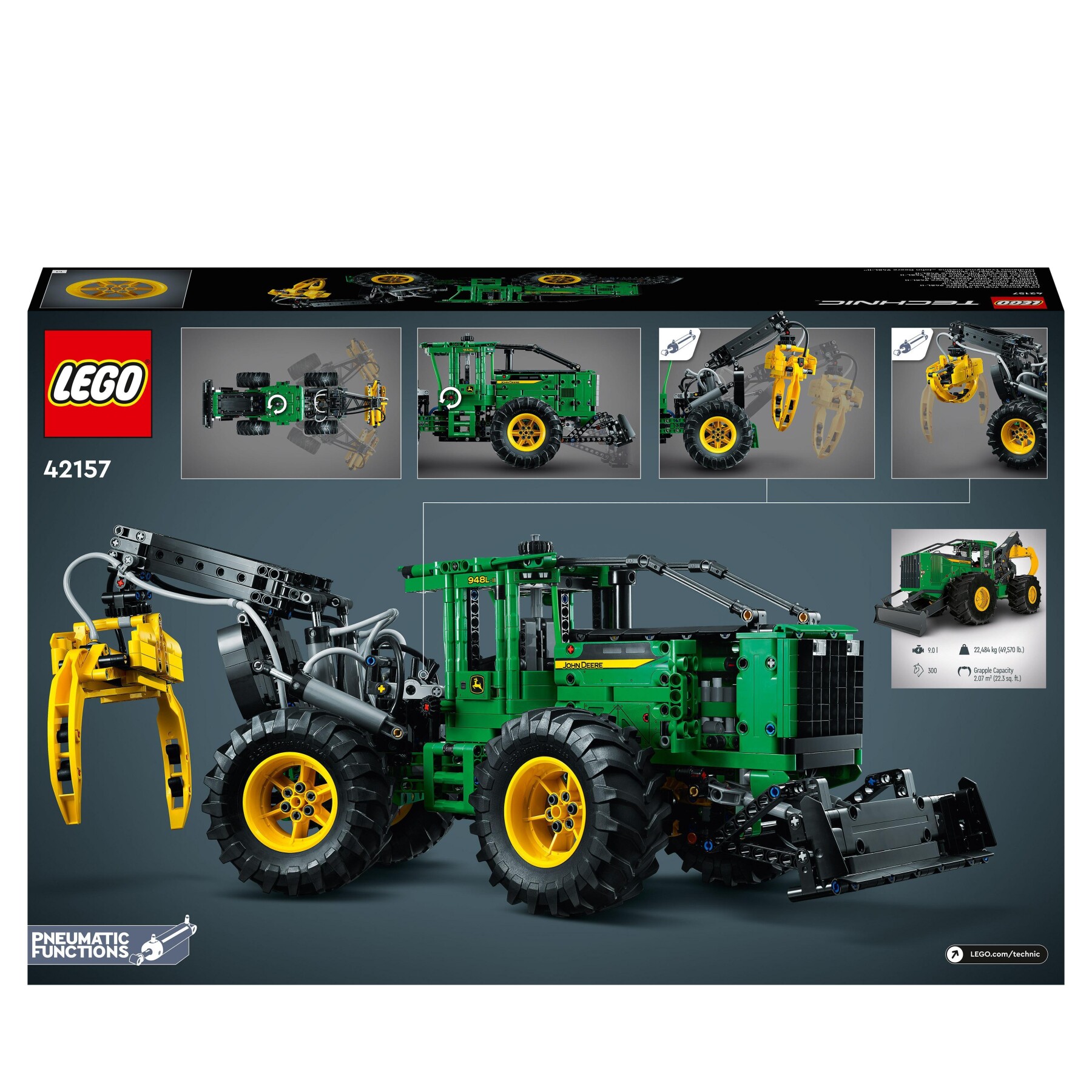 Lego technic 42157 trattore john deere 948l-ii, modellino da costruire di veicolo giocattolo con funzioni pneumatiche e 4wd - LEGO TECHNIC
