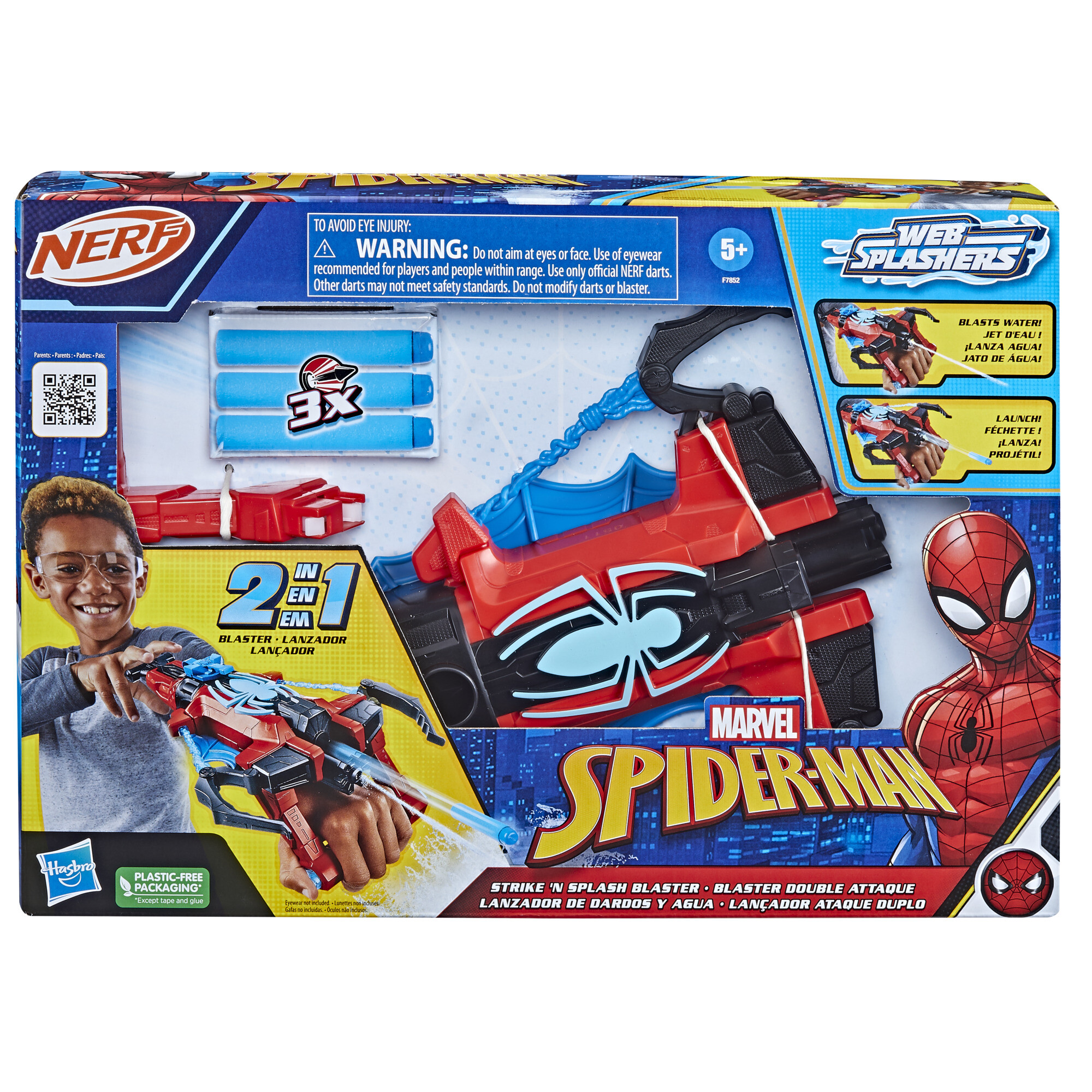 Hasbro marvel, spider-man, blaster strike 'n splash, giocattoli di supereroi, soaker nerf di spider-man - Spiderman