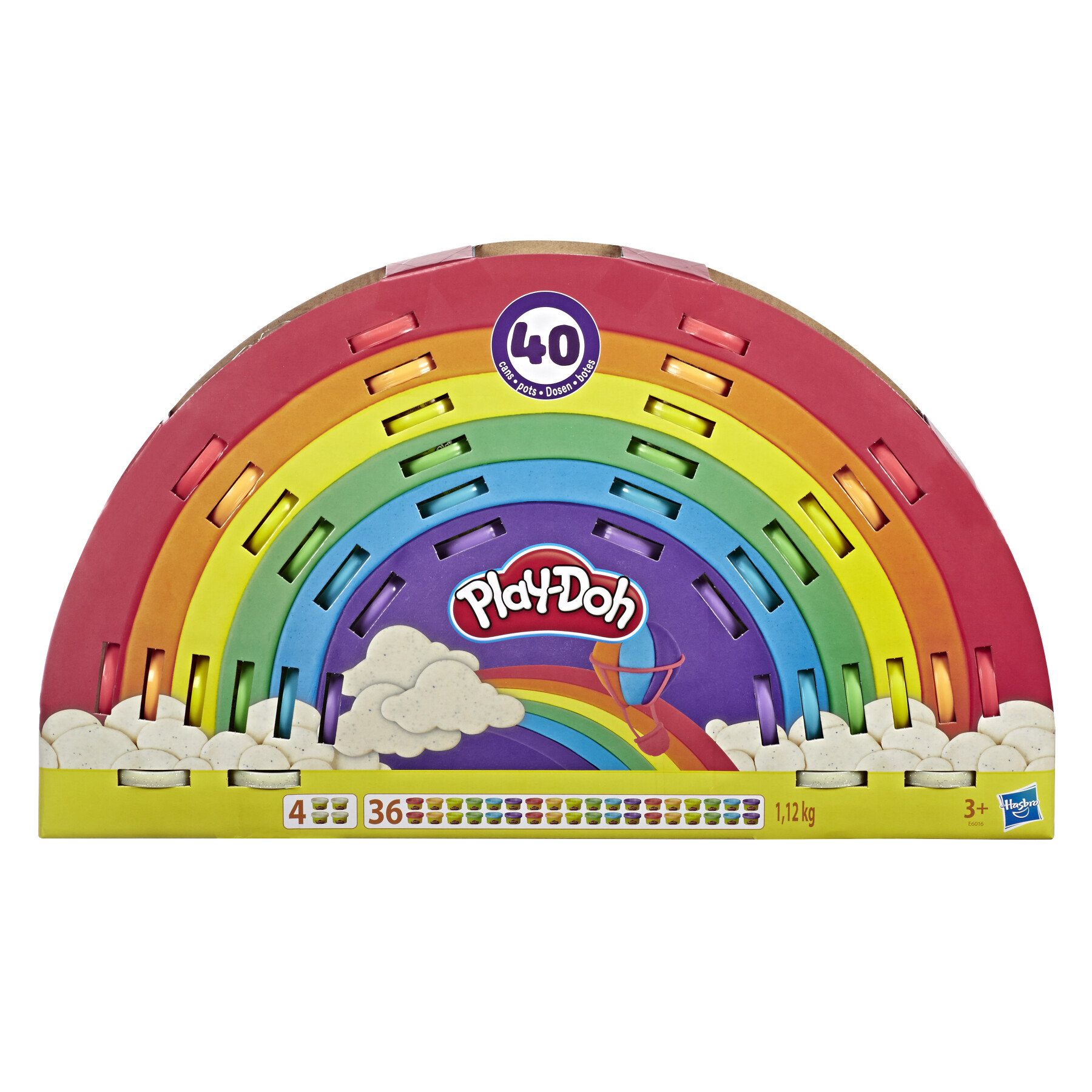 Play-doh, ultimate rainbow 40, confezione da 7 vasetti, giocattoli per bambini e bambine, regalini per le feste - PLAY-DOH