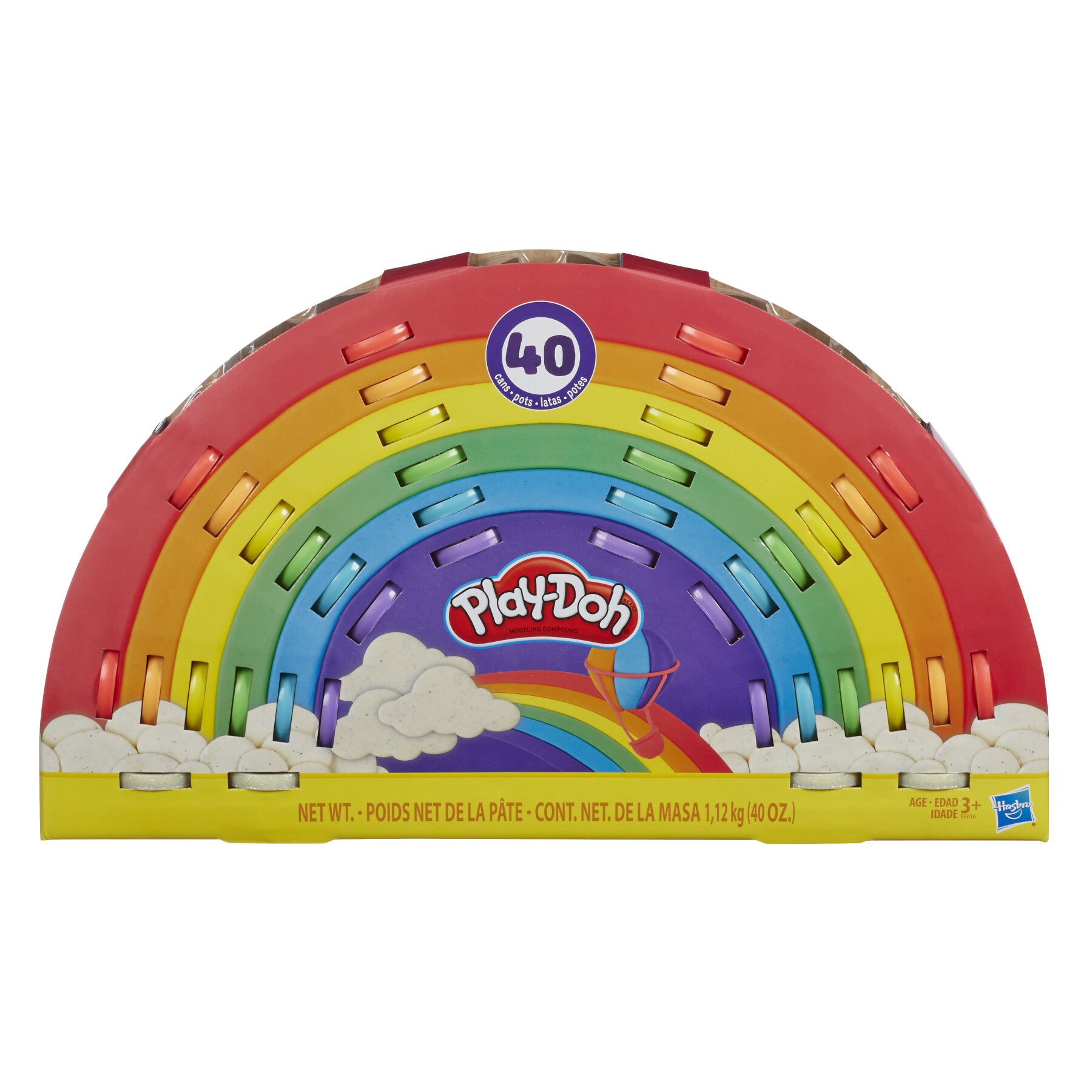 Play-doh, ultimate rainbow 40, confezione da 7 vasetti, giocattoli per bambini e bambine, regalini per le feste - PLAY-DOH