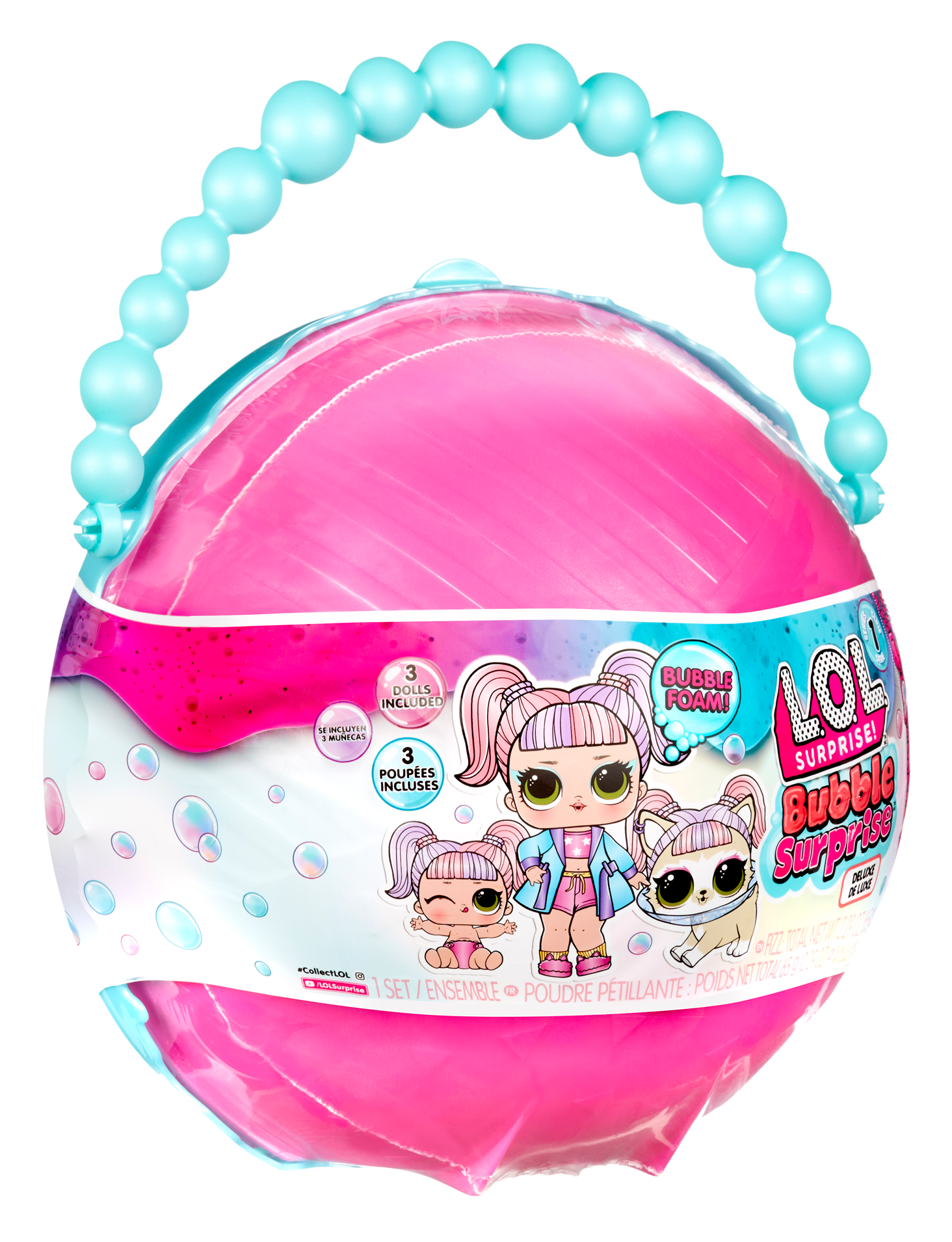 Lol surprise bubble surprise deluxe - bambole collezionabili, pet, little sister, sorprese, accessori - bubble surprise, schiuma con cambio di colore - LOL
