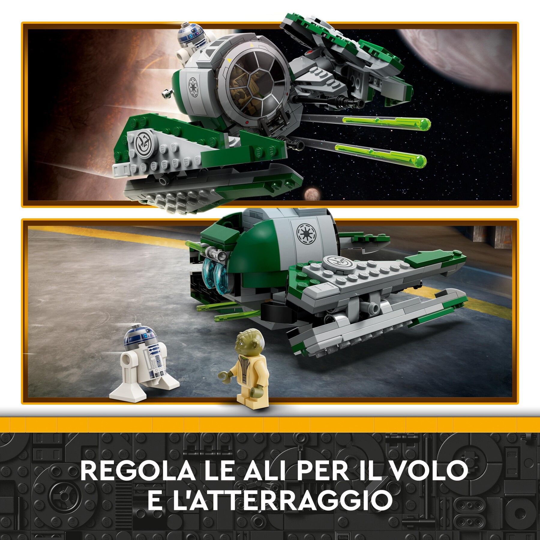 Lego star wars 75360 jedi starfighter di yoda, veicolo giocattolo da the clone wars, minifigure di yoda, spada laser e r2-d2 - LEGO STAR WARS, Star Wars