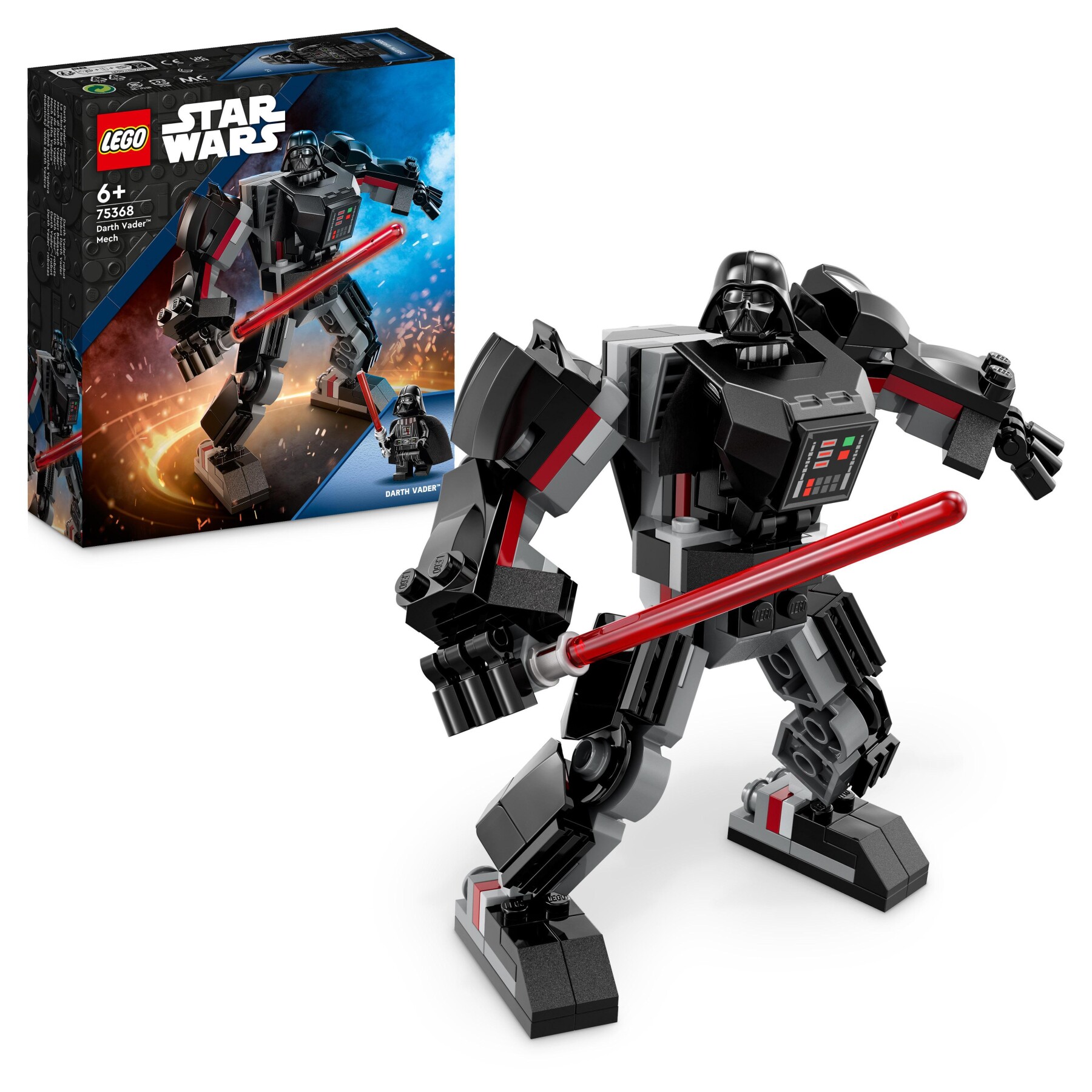 Lego star wars 75368 mech di darth vader, action figure snodabile con minifigure e spada laser, giochi per bambini di 6+ anni - LEGO STAR WARS, Star Wars
