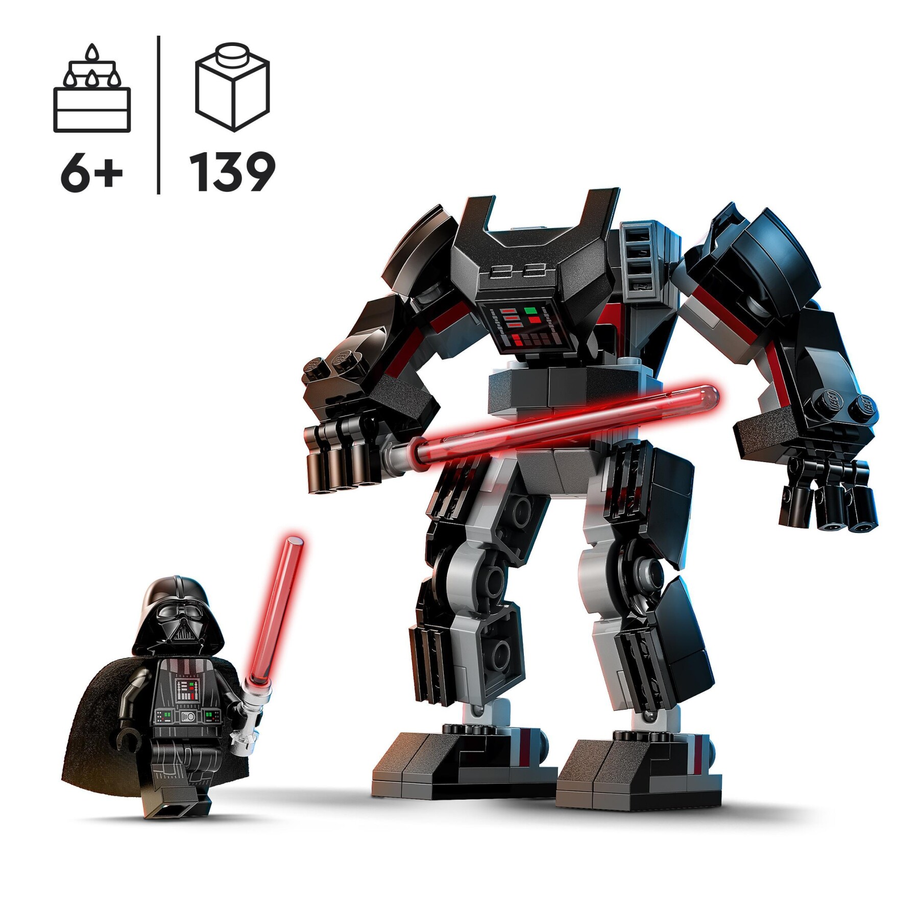 Lego star wars 75368 mech di darth vader, action figure snodabile con minifigure e spada laser, giochi per bambini di 6+ anni - LEGO STAR WARS, Star Wars