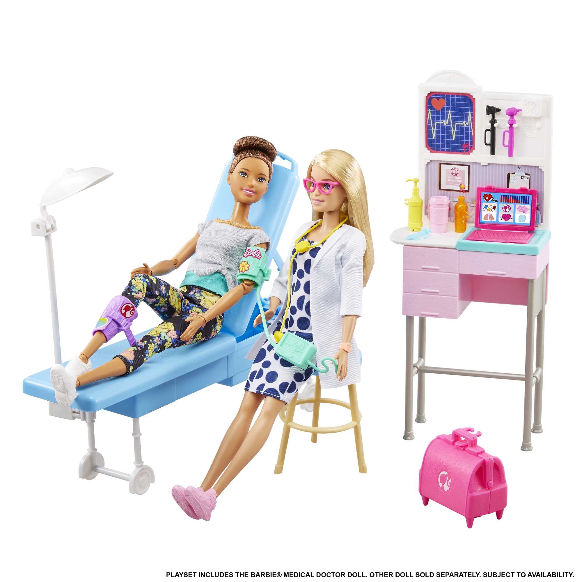 Barbie playset con bambola medico, 20+ accessori medici e tavolo da visita - Barbie