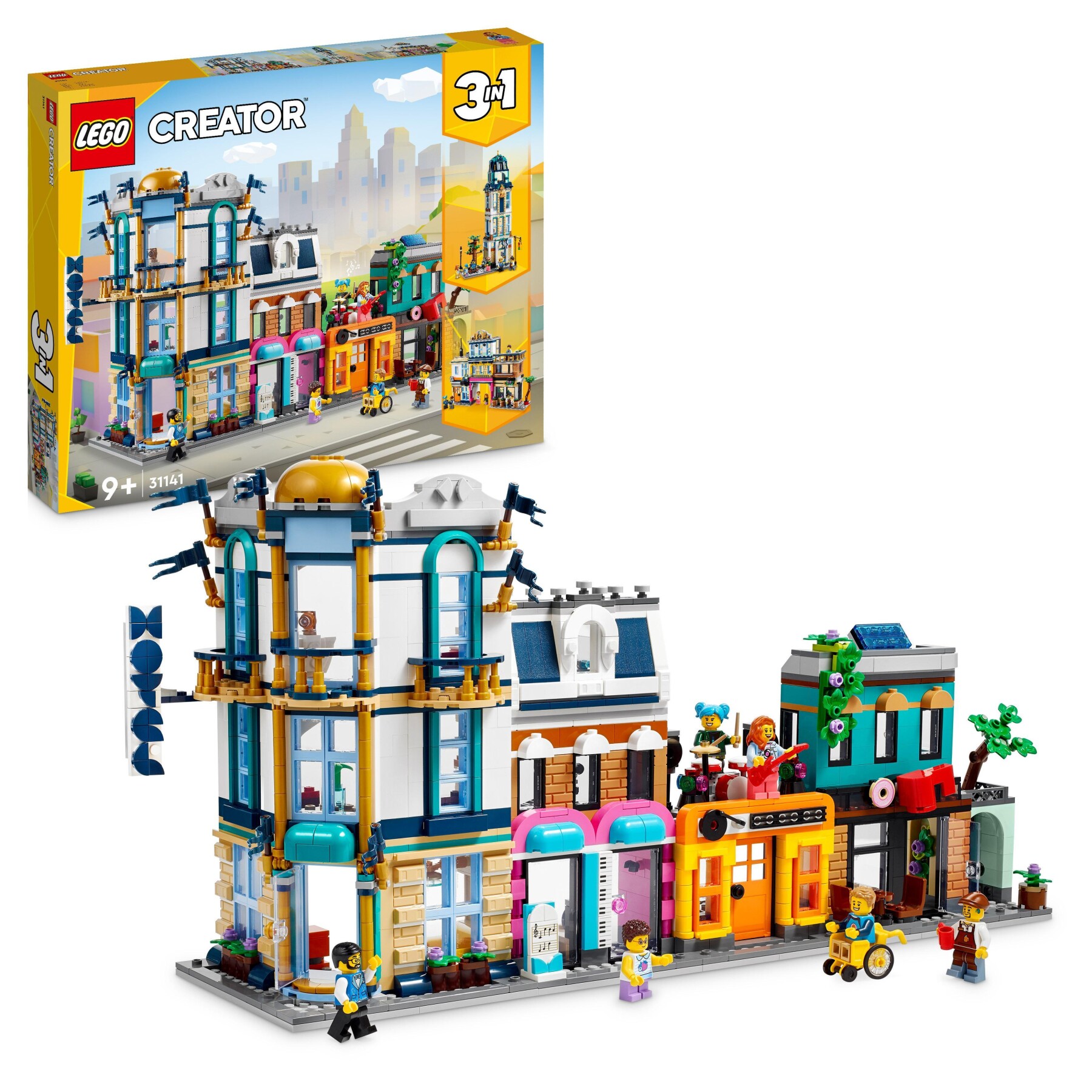 Lego creator 3in1 31141 strada principale, grattacielo art déco o strada del mercato, kit modellismo per costruzioni creative - LEGO CREATOR