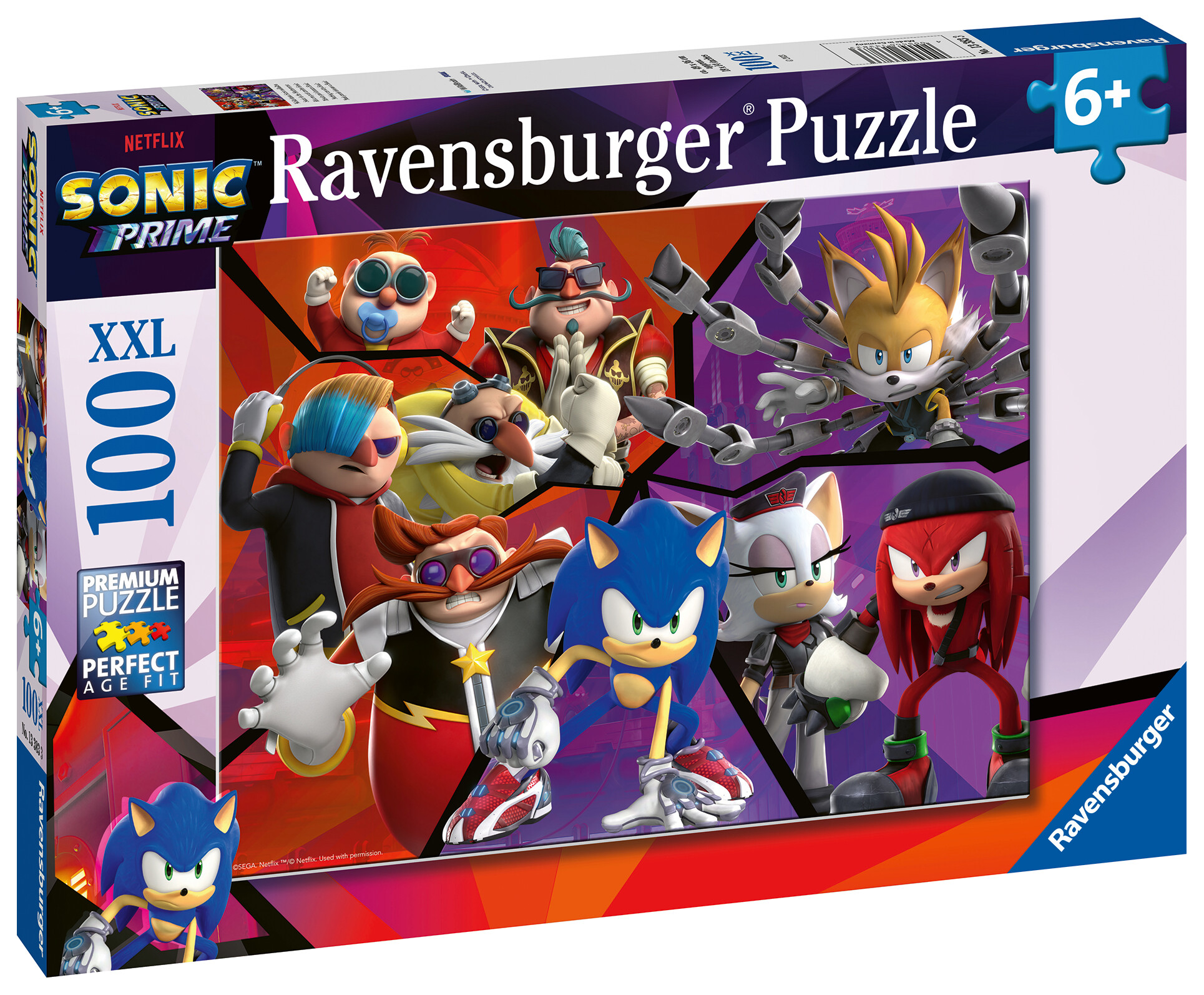 Ravensburger - puzzle sonic, 100 pezzi xxl, età raccomandata 6+ anni - RAVENSBURGER, Sonic