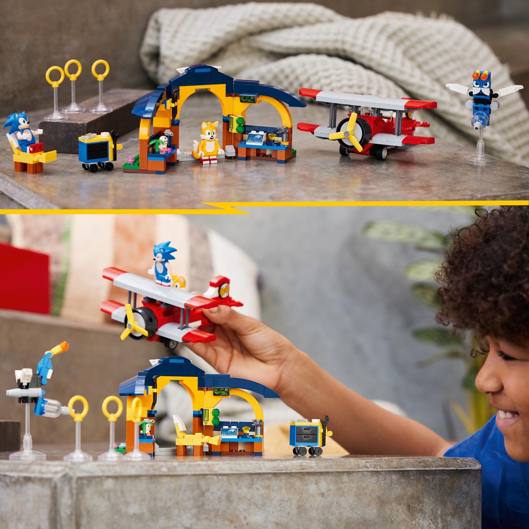 Lego sonic the hedgehog 76991 laboratorio di tails e aereo tornado con aereo giocattolo e 4 personaggi, giochi per bambini 6+ - Sonic, Lego