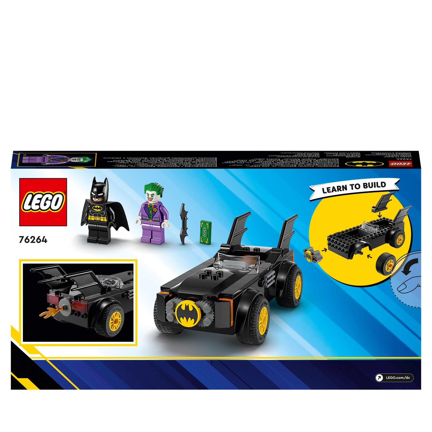 Lego dc 76264 inseguimento sulla batmobile: batman vs. the joker set con 2 minifigure di supereroi, giochi per bambini 4+ anni - BATMAN, DC COMICS, LEGO SUPER HEROES