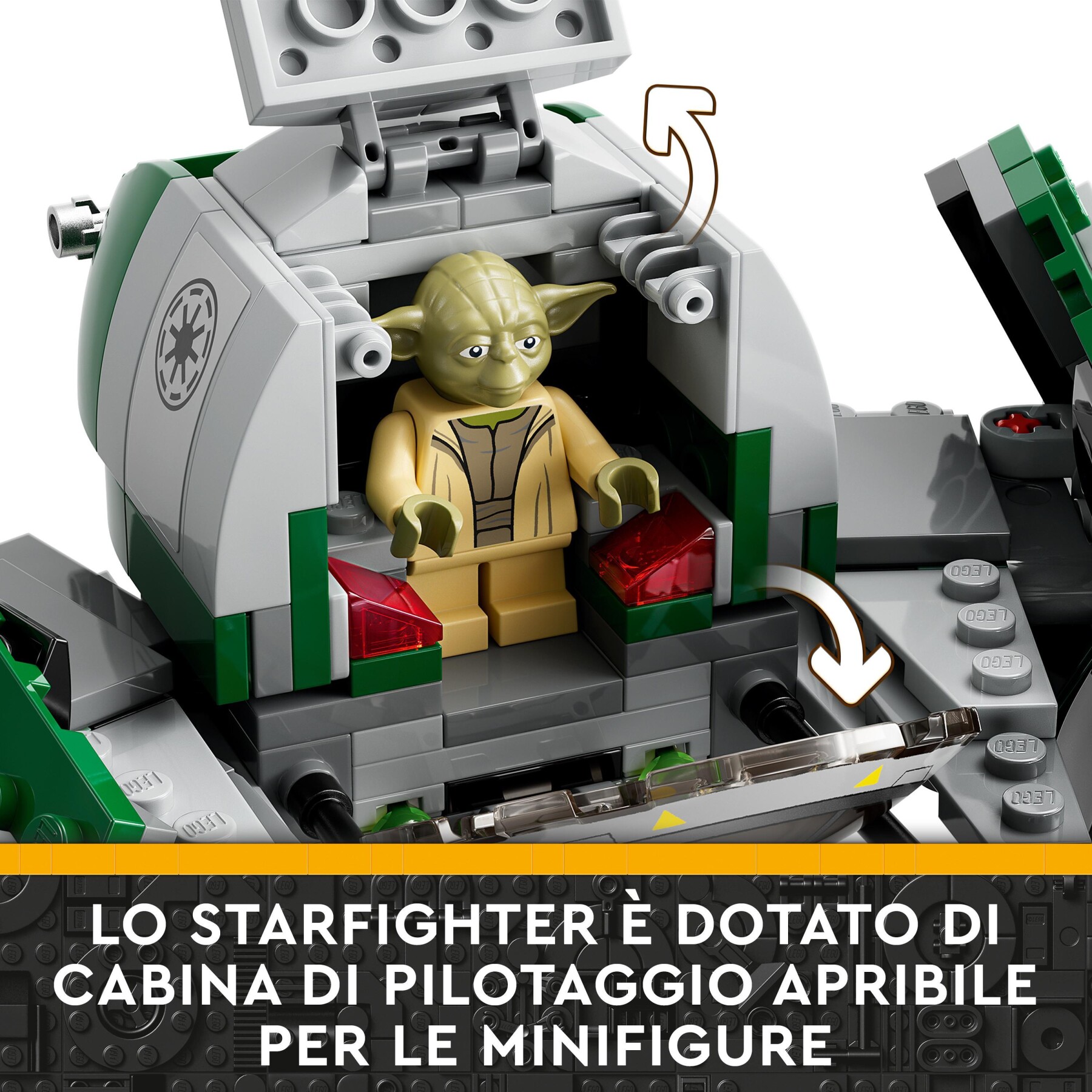 Lego star wars 75360 jedi starfighter di yoda, veicolo giocattolo da the clone wars, minifigure di yoda, spada laser e r2-d2 - LEGO STAR WARS, Star Wars
