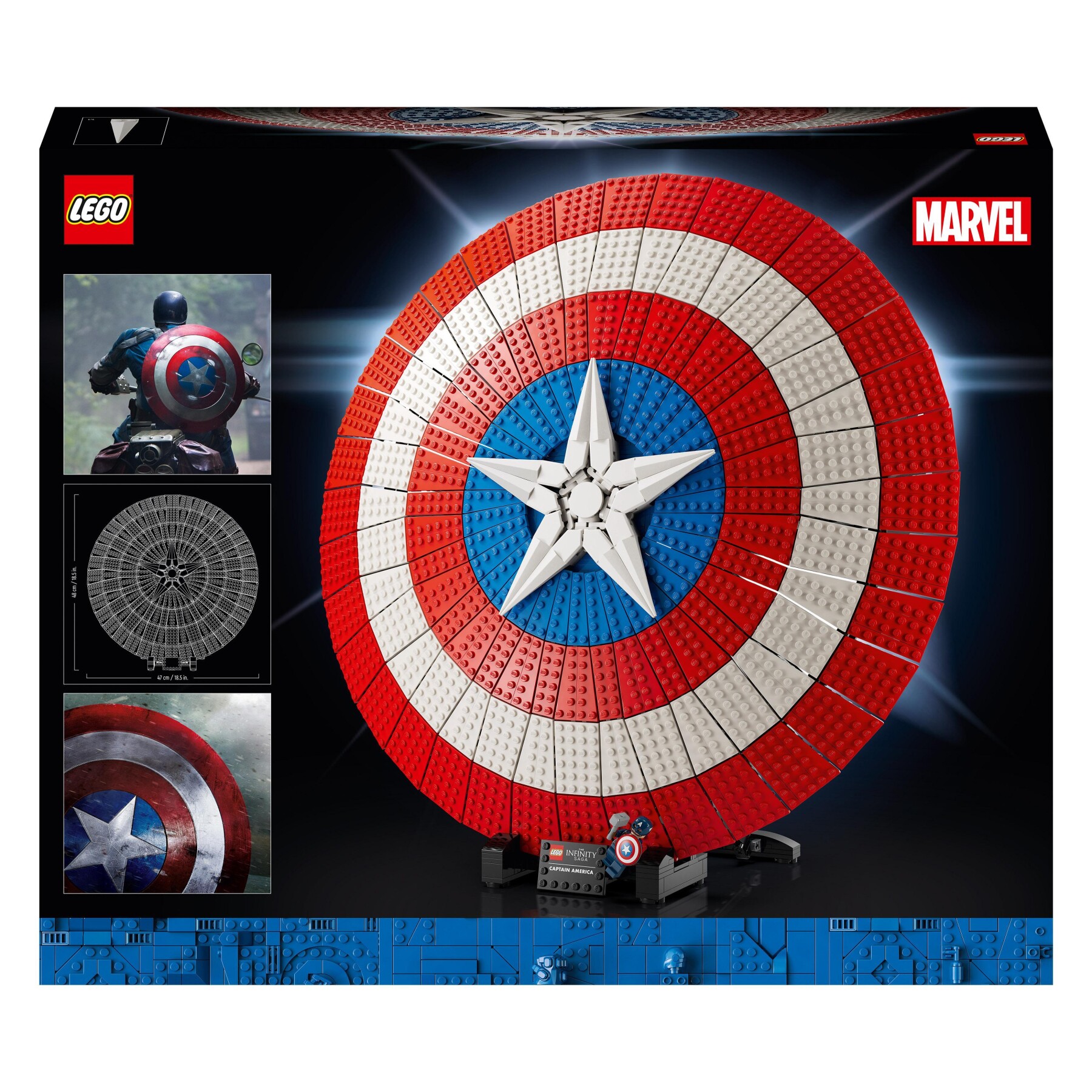 Lego 76262 marvel scudo di captain america, kit di costruzione avengers per adulti con minifigure, targhetta e martello di thor - LEGO SUPER HEROES, Avengers