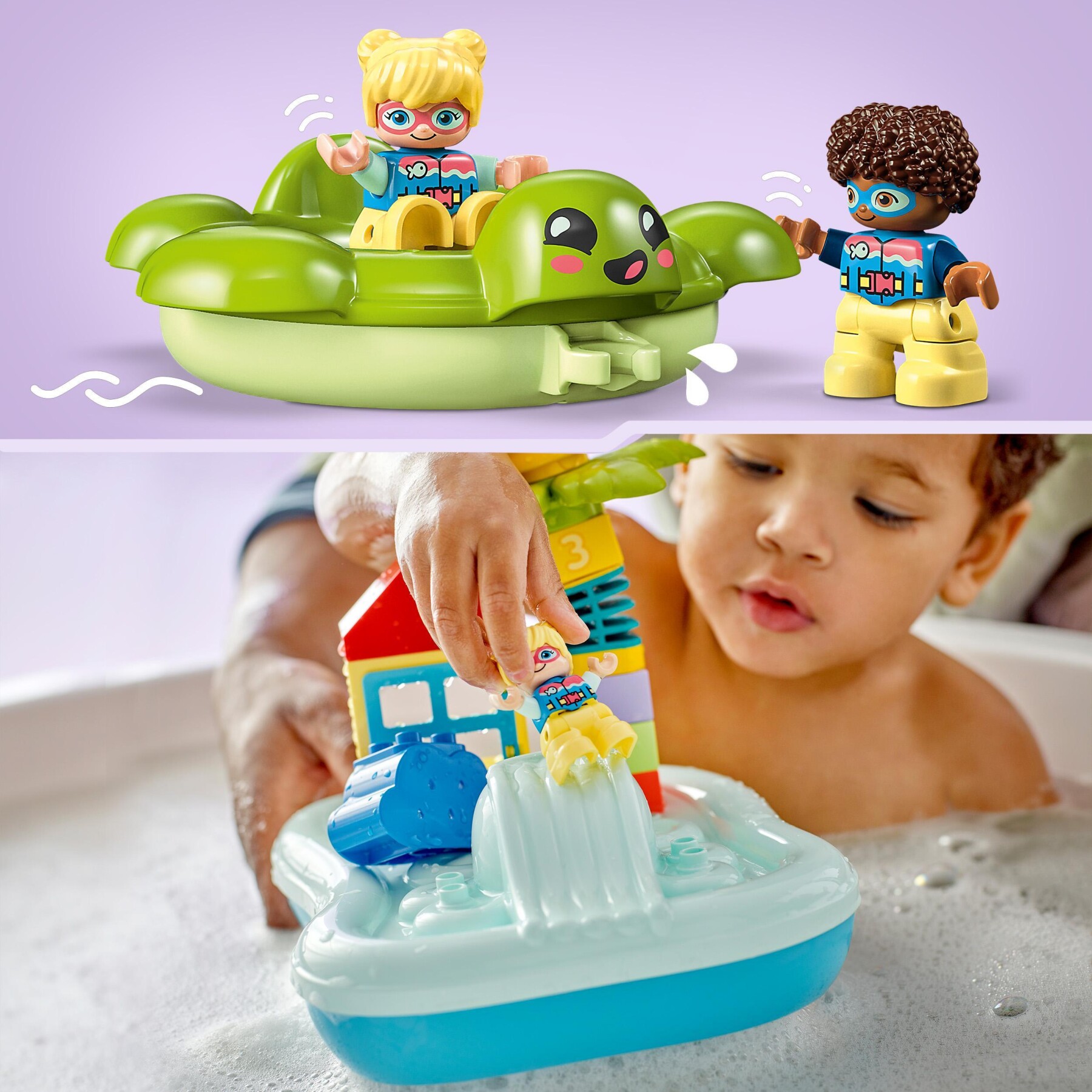Lego duplo 10989 parco acquatico, giochi da bagnetto per bambini da 2+ anni con isola galleggiante, tartaruga e stella marina - LEGO DUPLO