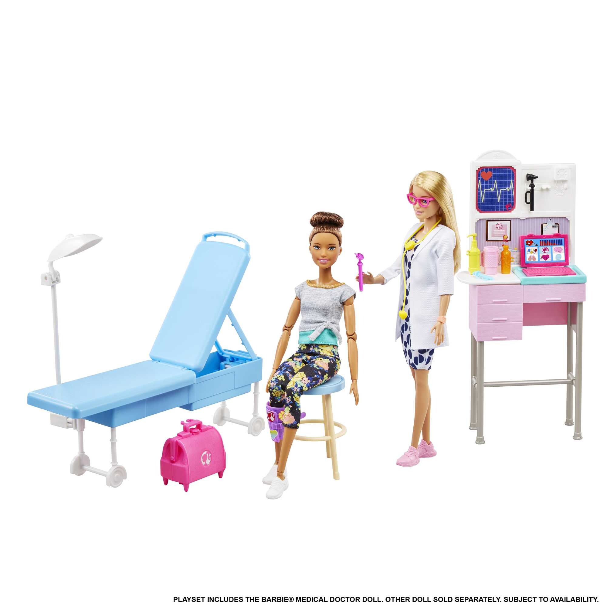 Barbie playset con bambola medico, 20+ accessori medici e tavolo da visita - Barbie