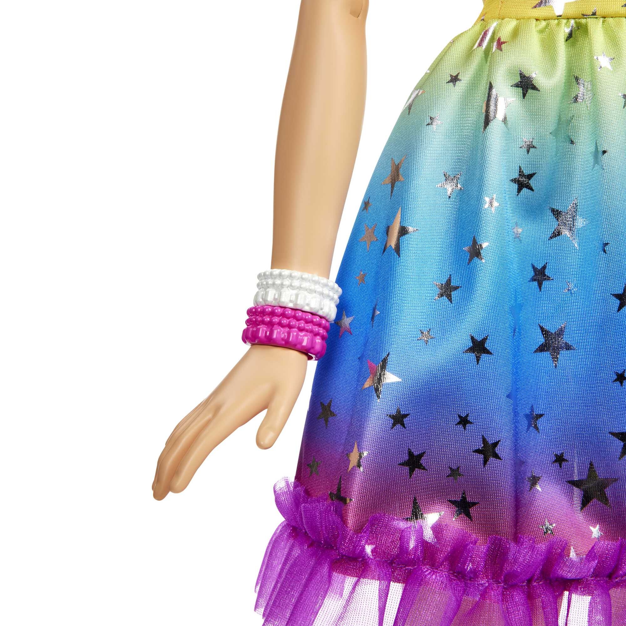 Bambola barbie alta 71 cm con abito arcobaleno e accessori moda - Barbie