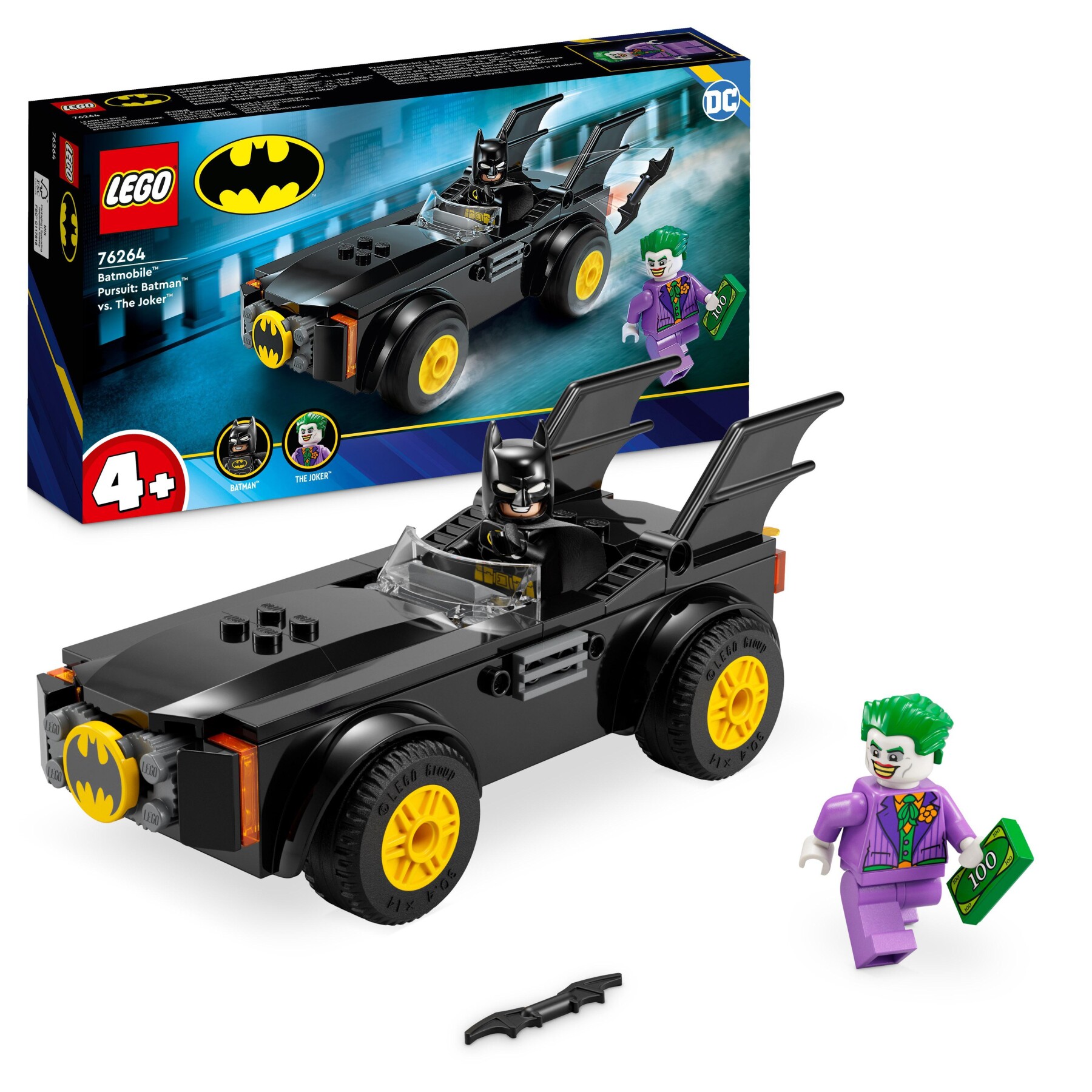 Lego dc 76264 inseguimento sulla batmobile: batman vs. the joker set con 2 minifigure di supereroi, giochi per bambini 4+ anni - BATMAN, LEGO SUPER HEROES