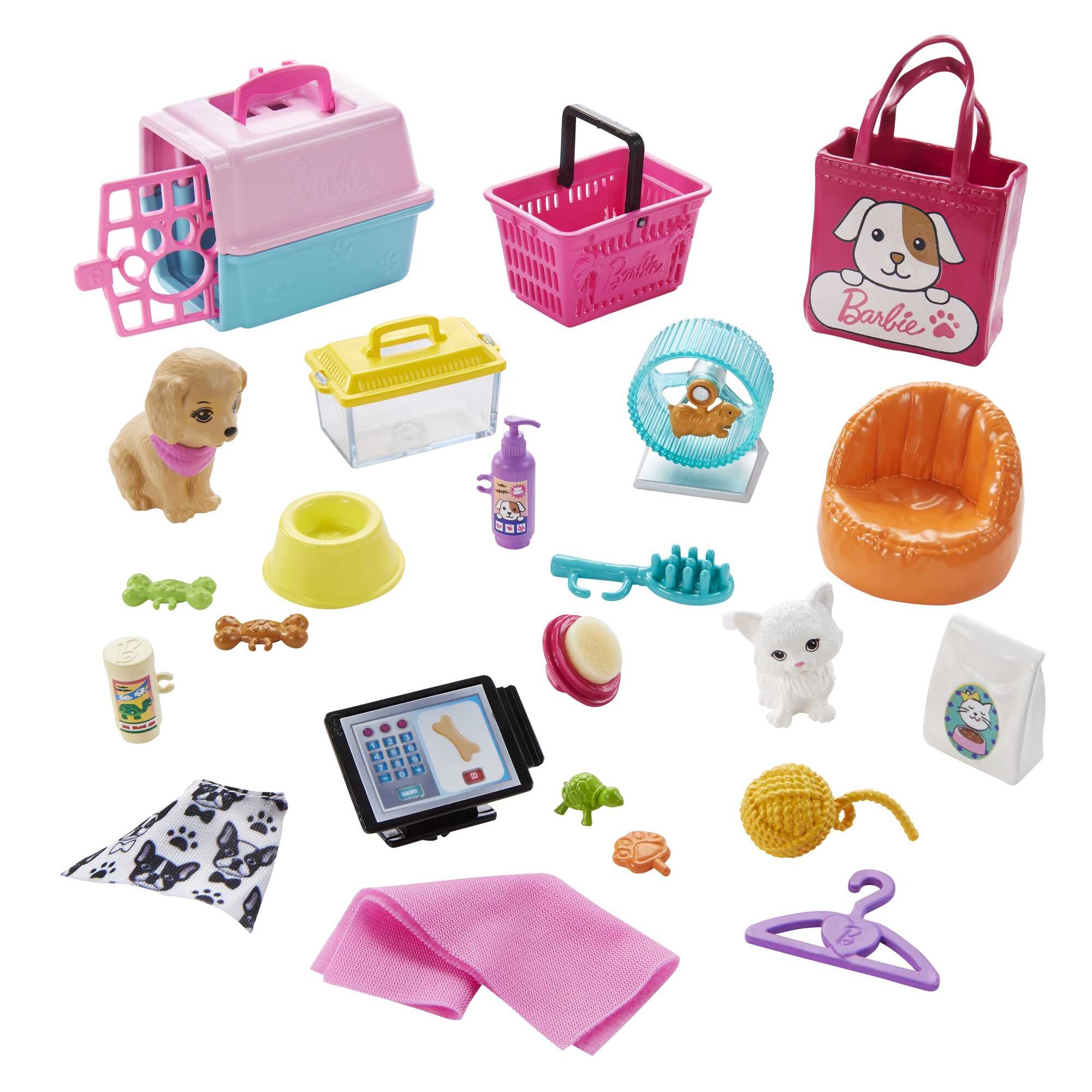 Barbie® bambola e playset negozio degli animali con 4 animaletti, toeletta con effetto cambia-colore - Barbie