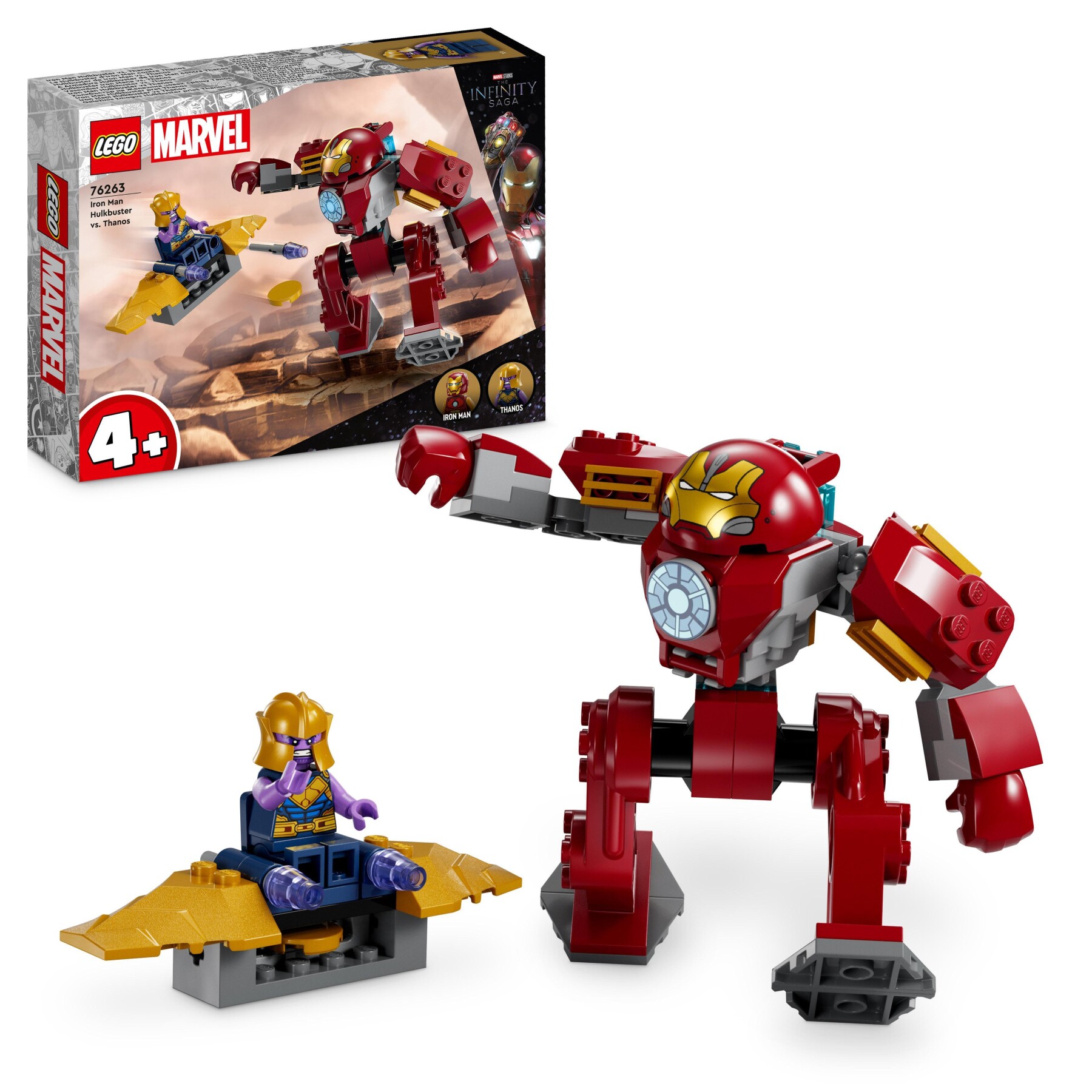 Lego marvel 76263 iron man hulkbuster vs. thanos, gioco per bambini 4+ anni, action figure con aereo giocattolo e 2 minifigure - LEGO SUPER HEROES, Avengers