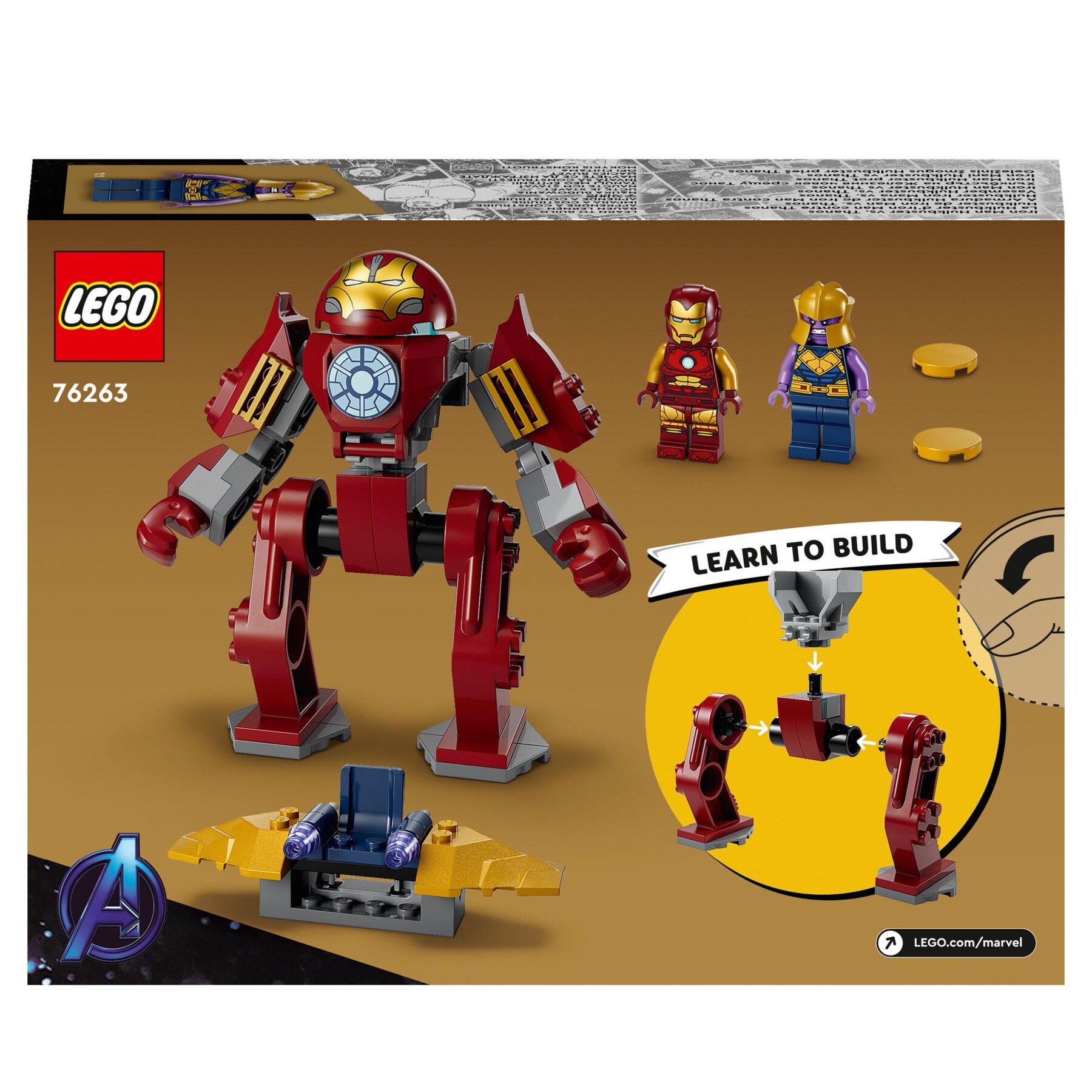 Lego marvel 76263 iron man hulkbuster vs. thanos, gioco per bambini 4+ anni, action figure con aereo giocattolo e 2 minifigure - LEGO SUPER HEROES, Avengers