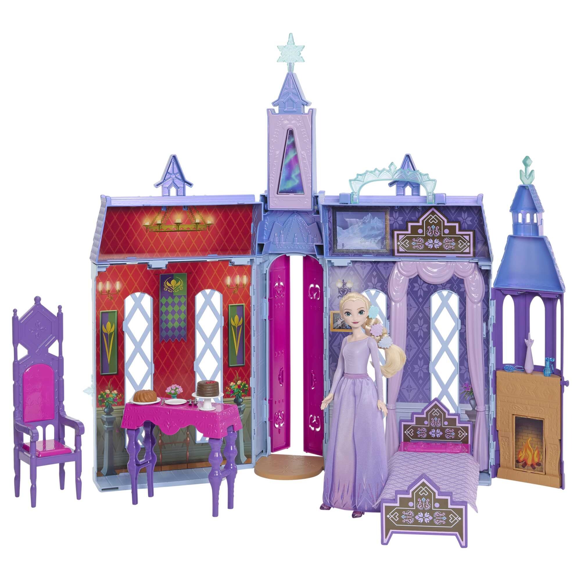 Disney frozen castello di elsa ad arendelle, con 4 aree di gioco e 15 mobili e accessori - Frozen