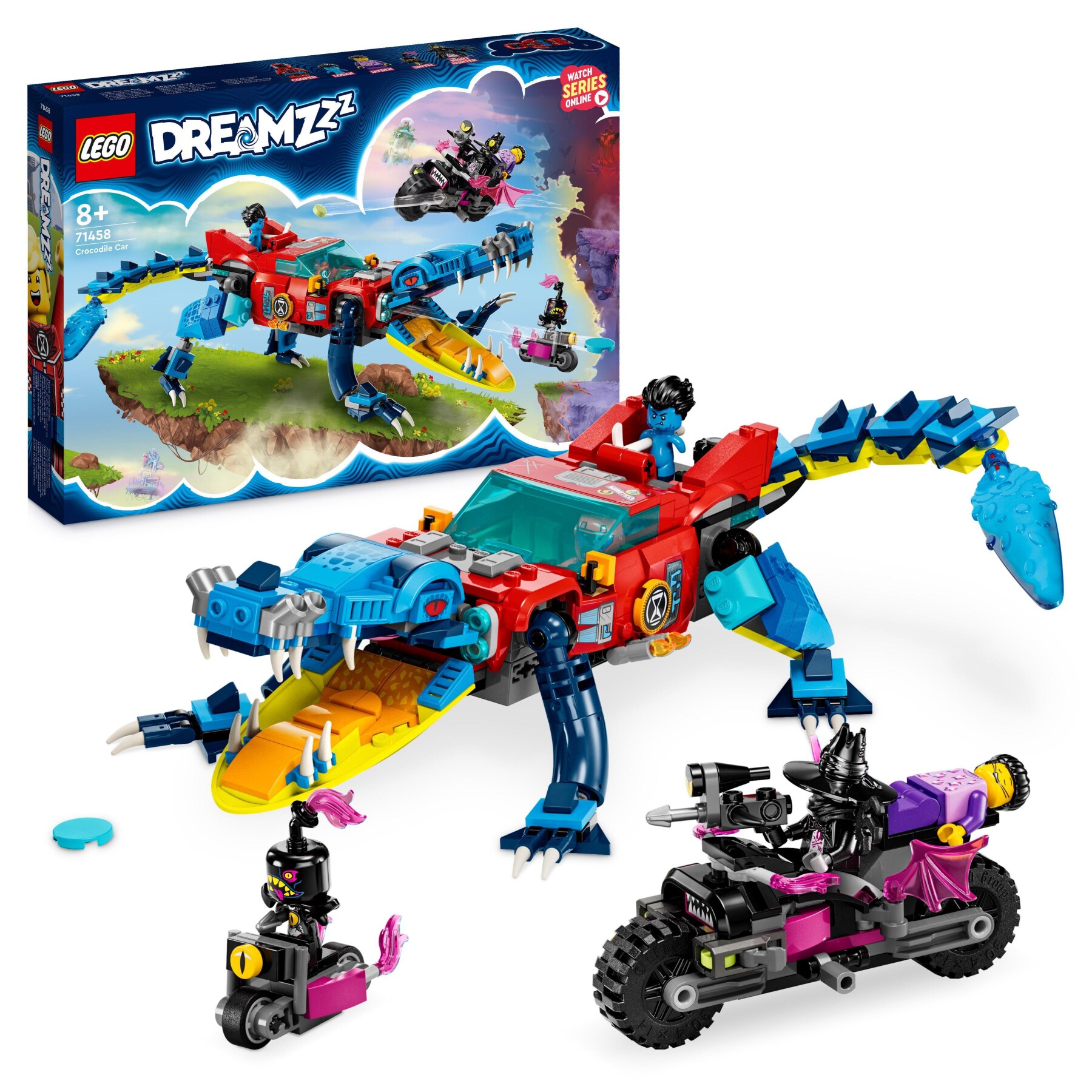 Lego dreamzzz 71458 auto-coccodrillo, giocattolo 2in1 da monster truck a macchina-animale con jayden e il cacciatore notturno - Lego, LEGO DREAMZZZ