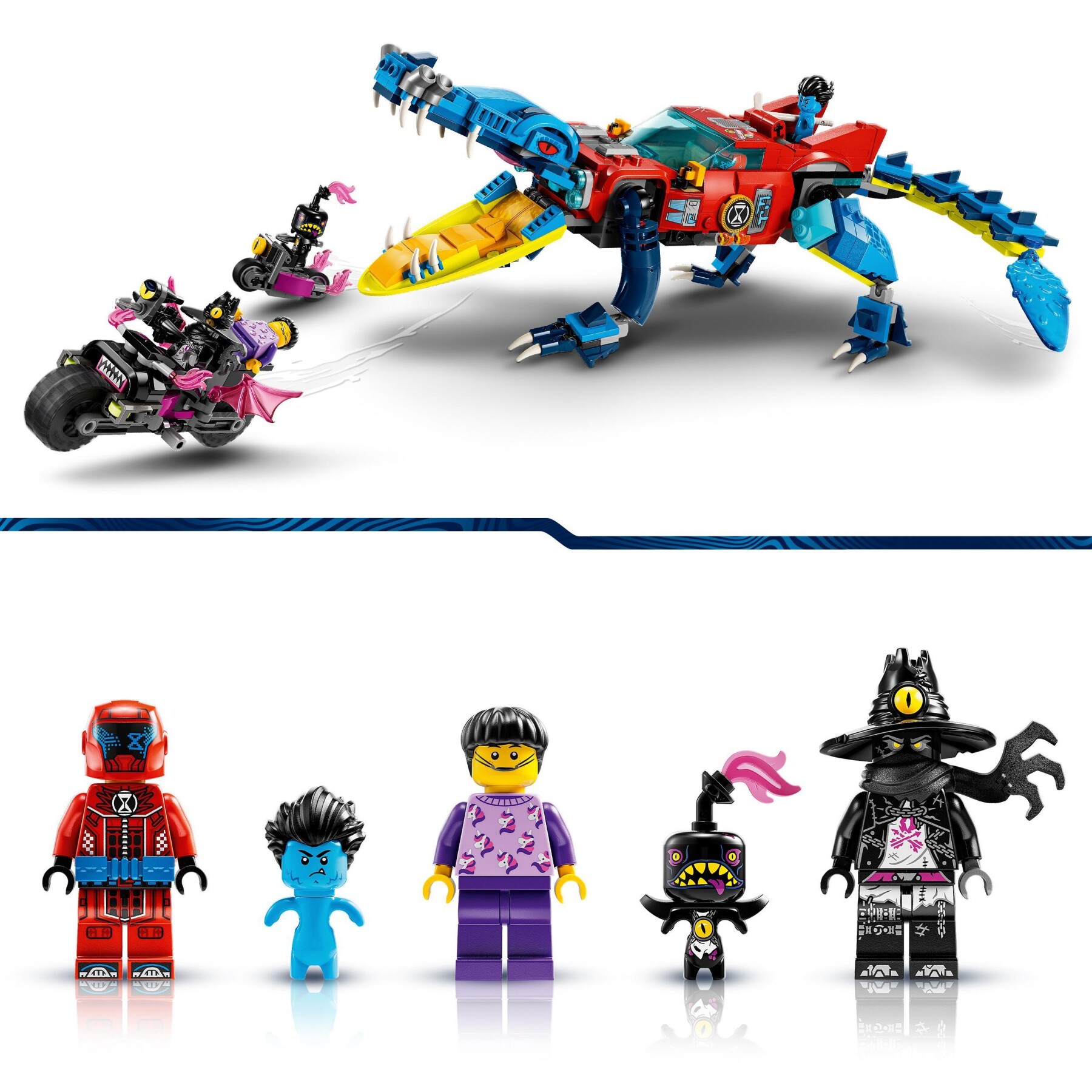 Lego dreamzzz 71458 auto-coccodrillo, giocattolo 2in1 da monster truck a macchina-animale con jayden e il cacciatore notturno - Lego, LEGO DREAMZZZ
