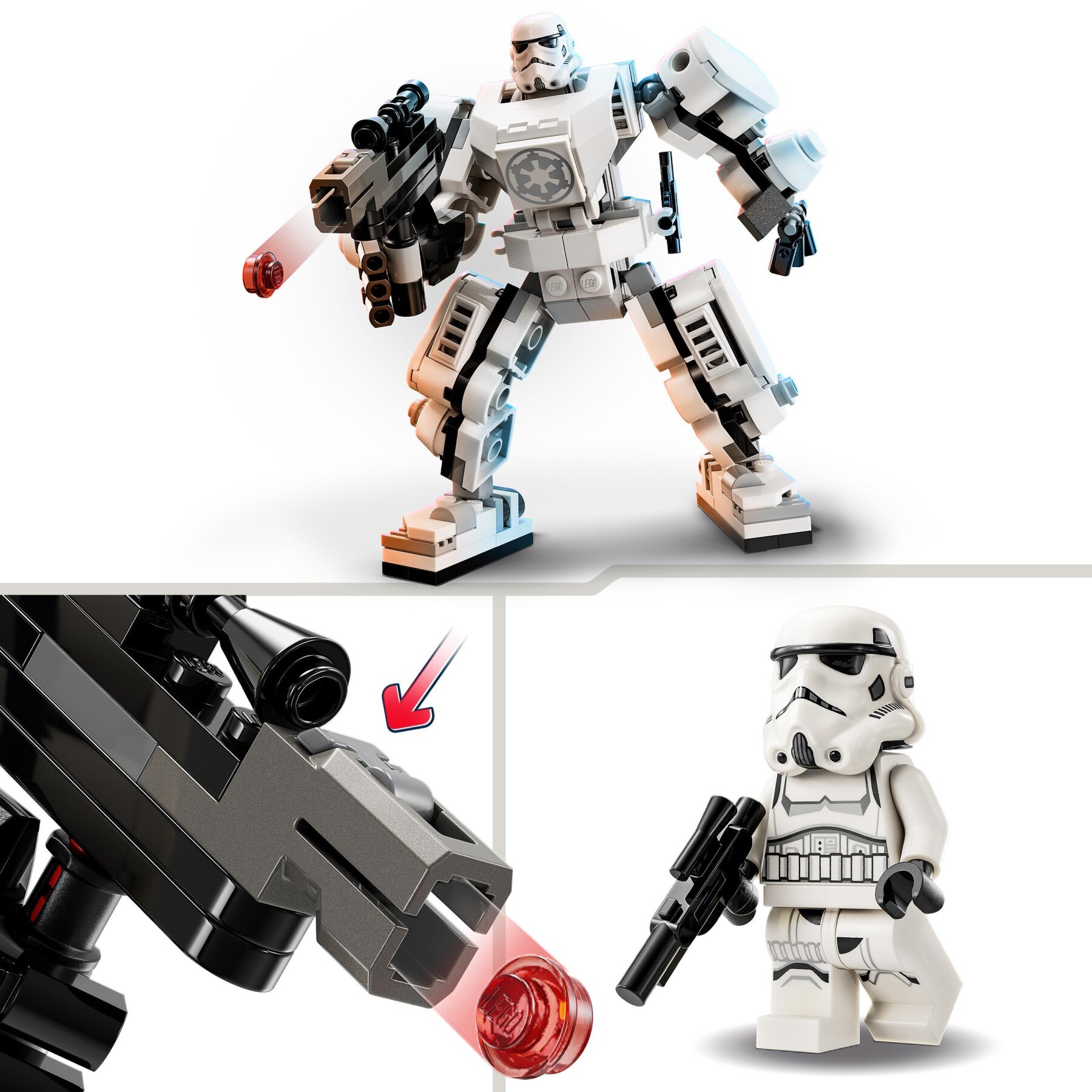 Lego star wars 75370 mech di stormtrooper, action figure snodabile da costruire con cabina per minifigure e grande blaster - LEGO STAR WARS, Star Wars