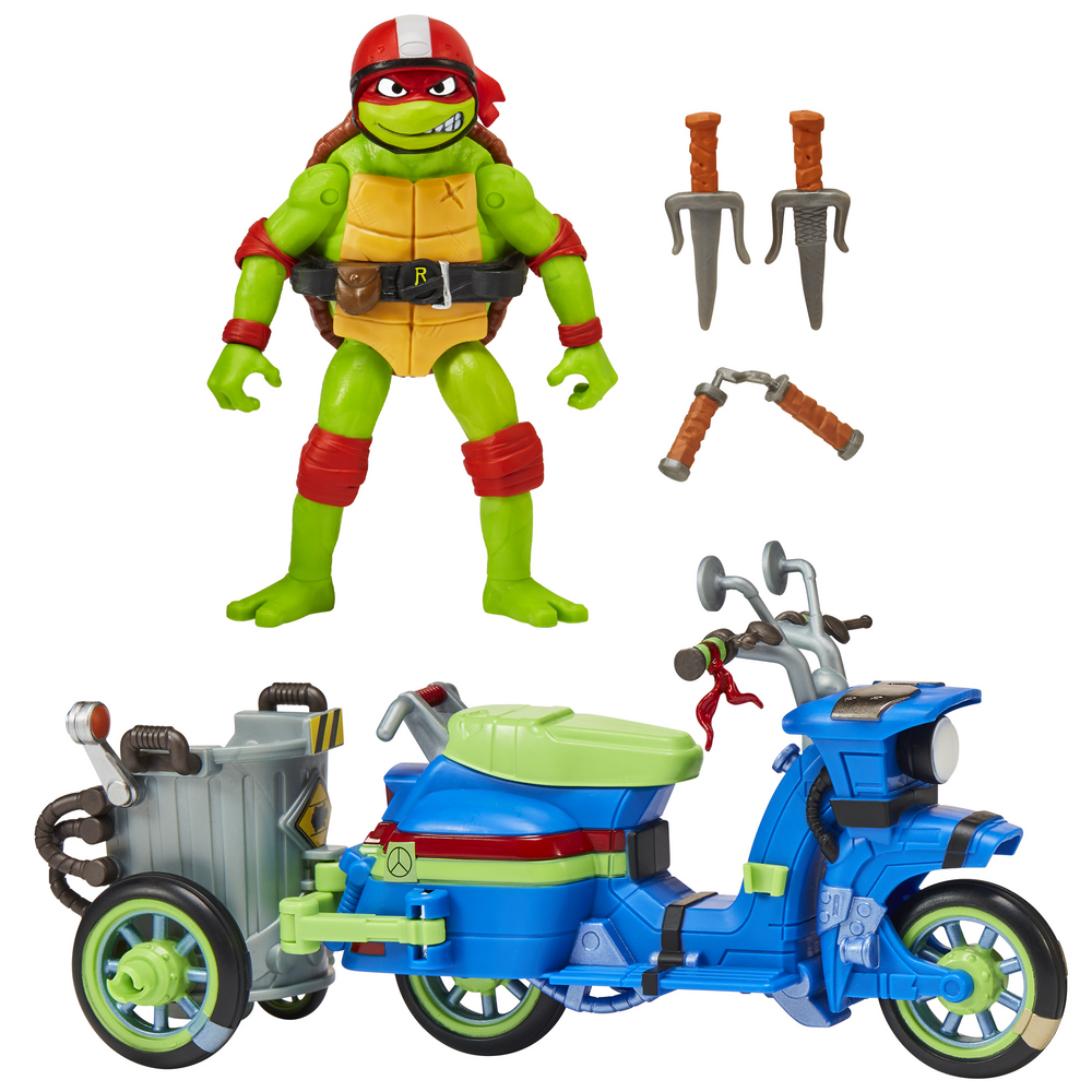 Turtles - moto con sidecar + raffaello - tartarughe ninja - GIOCHI PREZIOSI, Turtles