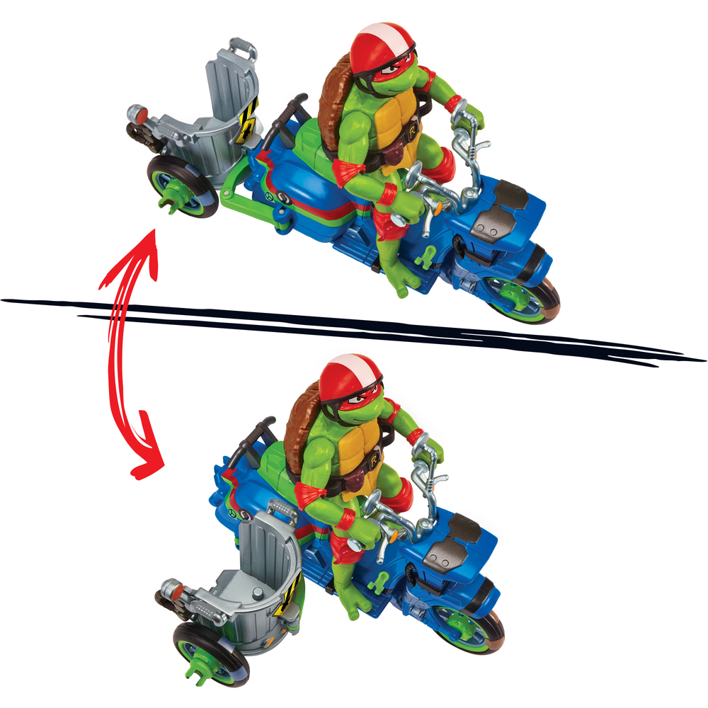 Turtles - moto con sidecar + raffaello - tartarughe ninja - GIOCHI PREZIOSI, Turtles