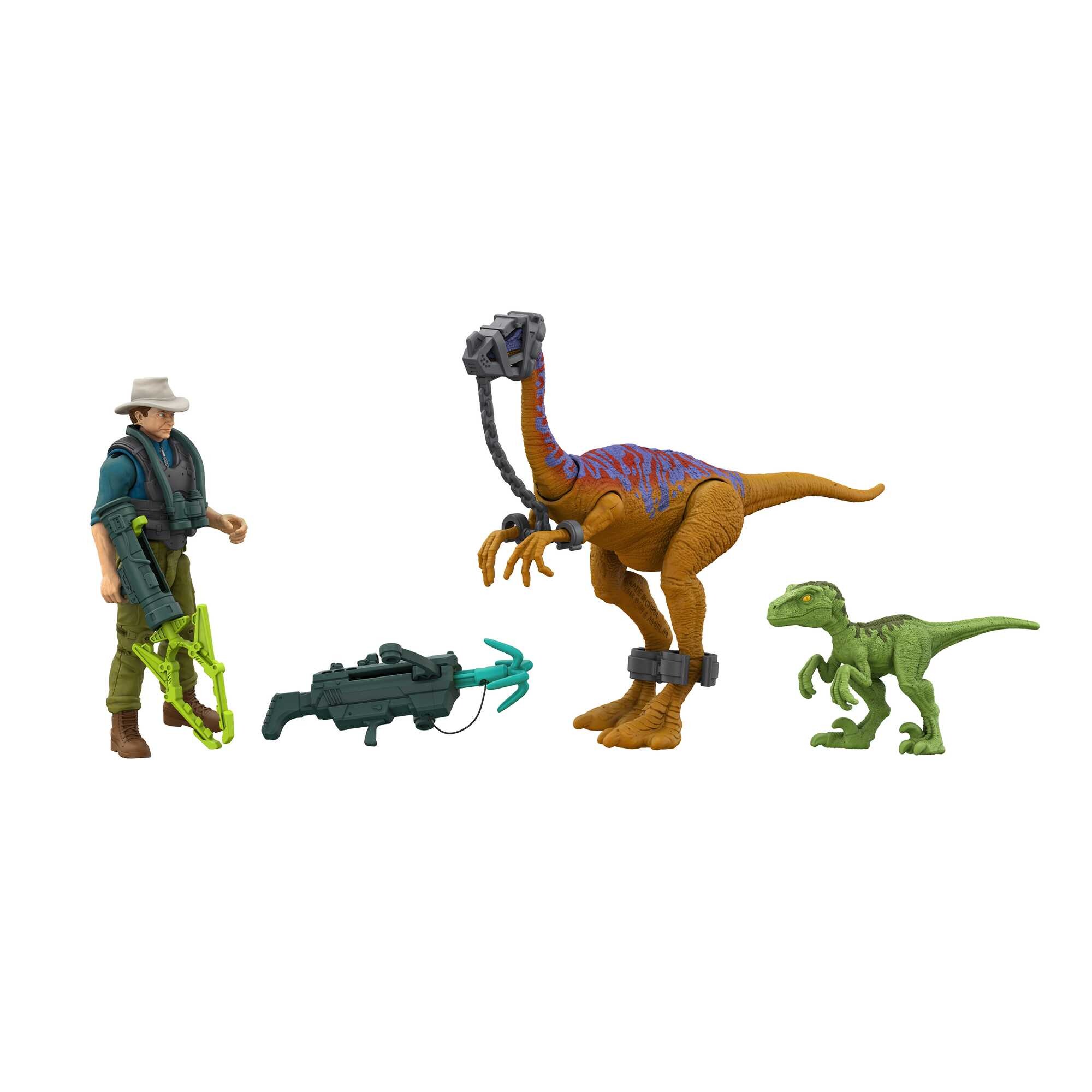 Jurassic park dott. alan grant artiglio tattico set di personaggi con 1 action figure, 2 dinosauri e 6 accessori - Jurassic World