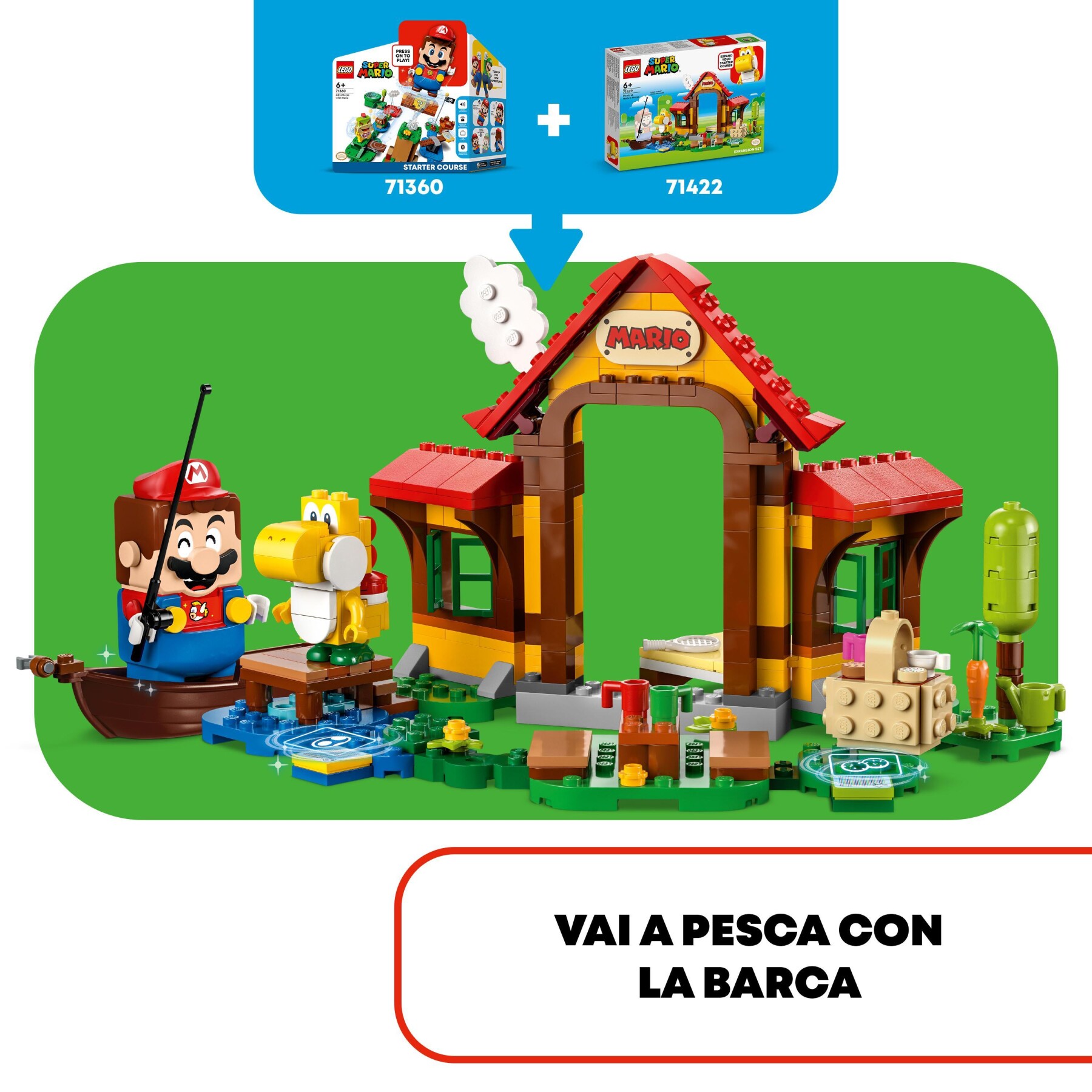 Lego super mario 71422 pack di espansione picnic alla casa di mario con figura di yoshi giallo, idea regalo bambini 6+ anni - LEGO® Super Mario™, Super Mario