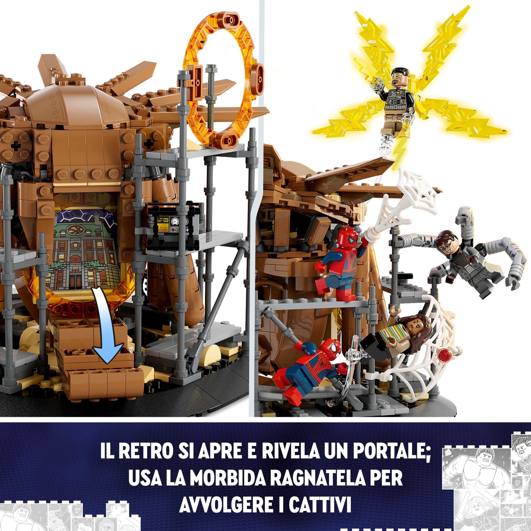 Lego marvel 76261 la battaglia finale di spider-man, ricrea la scena di spider-man: no way home con 3 minifigure di peter parker - LEGO SPIDERMAN, LEGO SUPER HEROES, Spiderman
