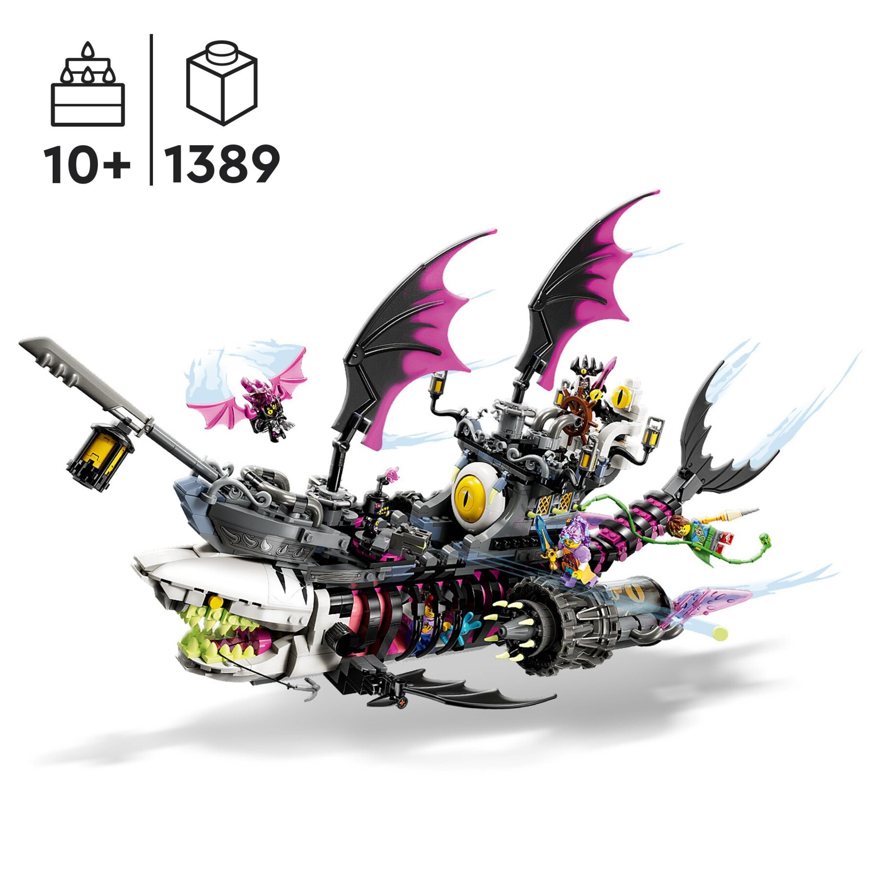 Lego dreamzzz 71469 nave-squalo nightmare, nave pirata giocattolo da costruire in 2 modi con minifigure, giochi per bambini - Lego, LEGO DREAMZZZ