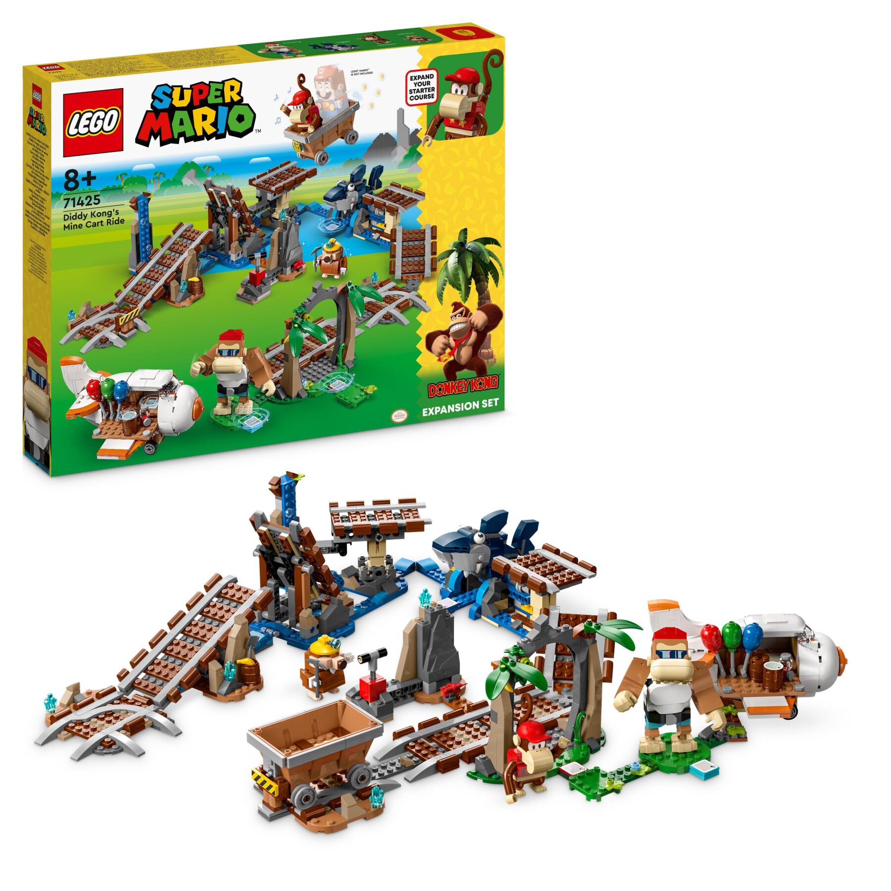 Lego super mario 71425 pack di espansione corsa nella miniera di diddy kong, livello con percorso, aereo giocattolo e 4 personaggi - LEGO® Super Mario™