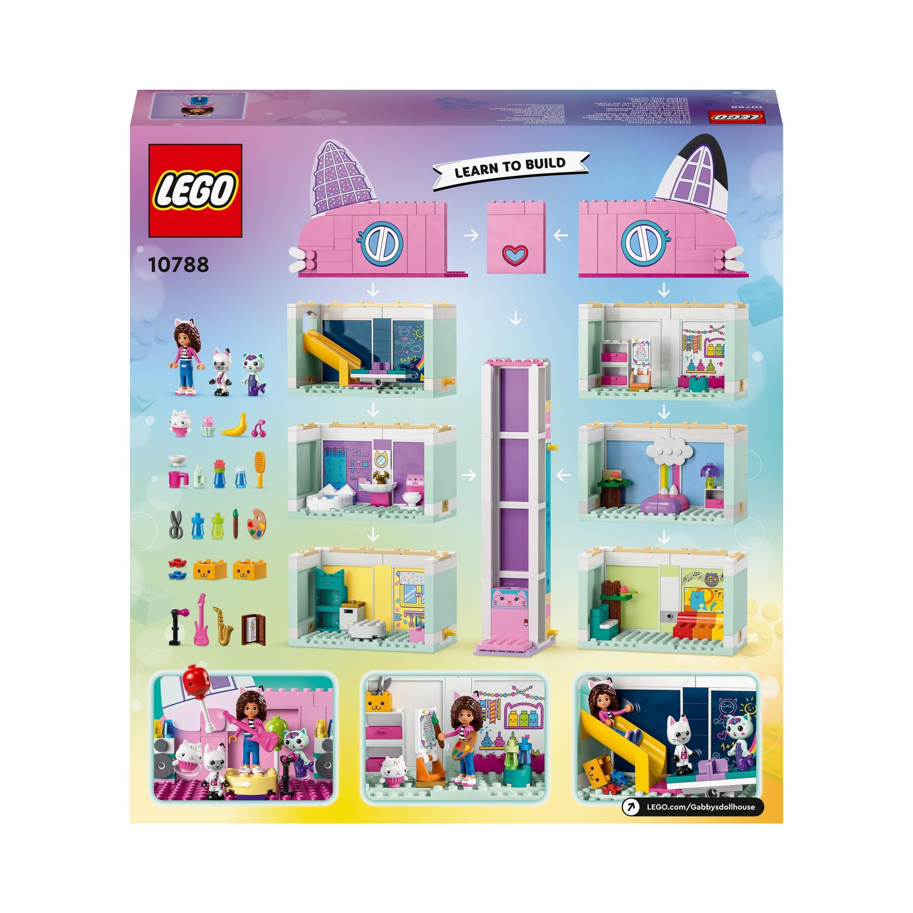Lego 10788 la casa delle bambole di gabby, casa giocattolo a 4 piani e 8 stanze con i personaggi di gabby, regalo bambini 4+ - GABBY'S DOLLHOUSE, Lego