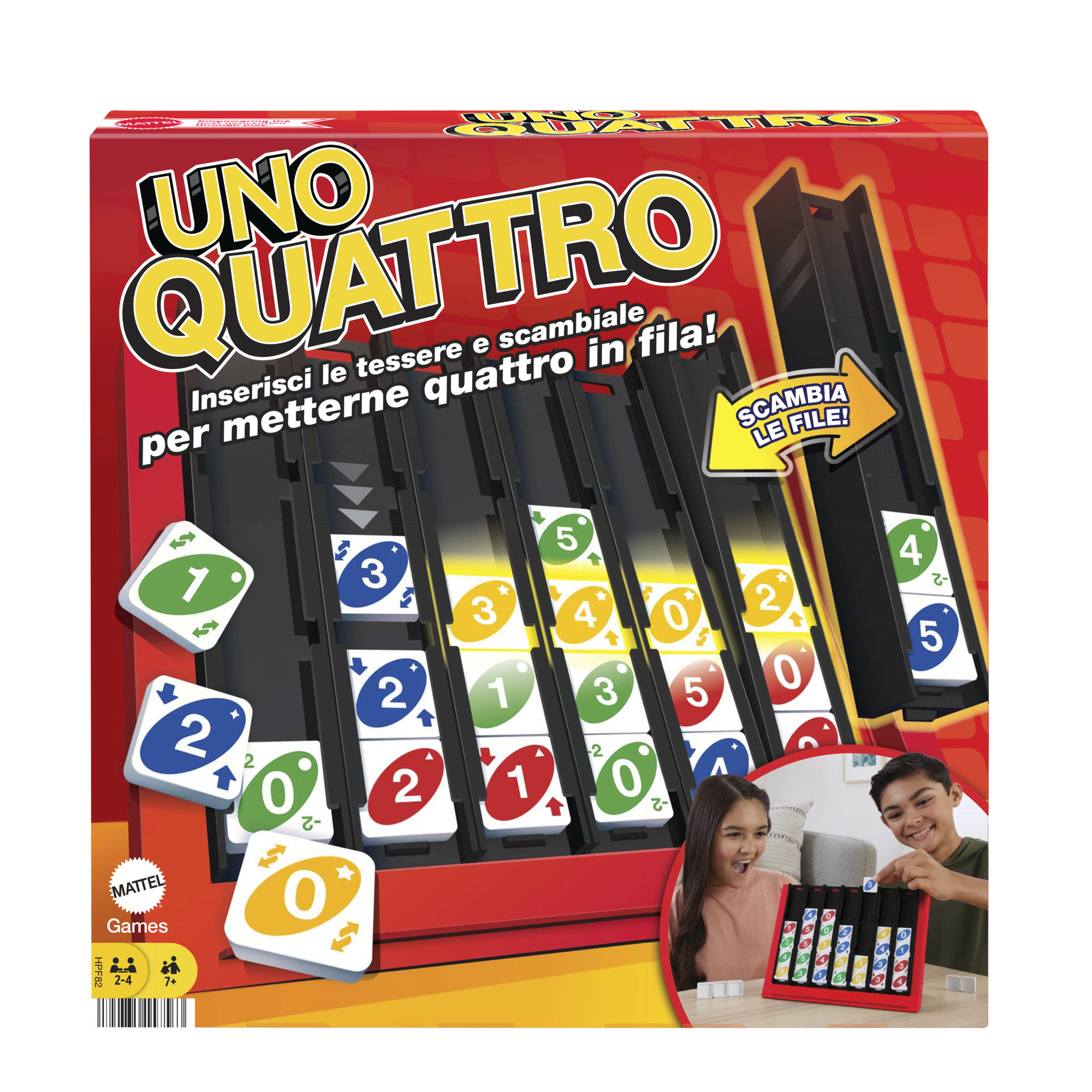 Uno quattro, posiziona quattro tessere e abbina colore e numero - MATTEL GAMES, UNO